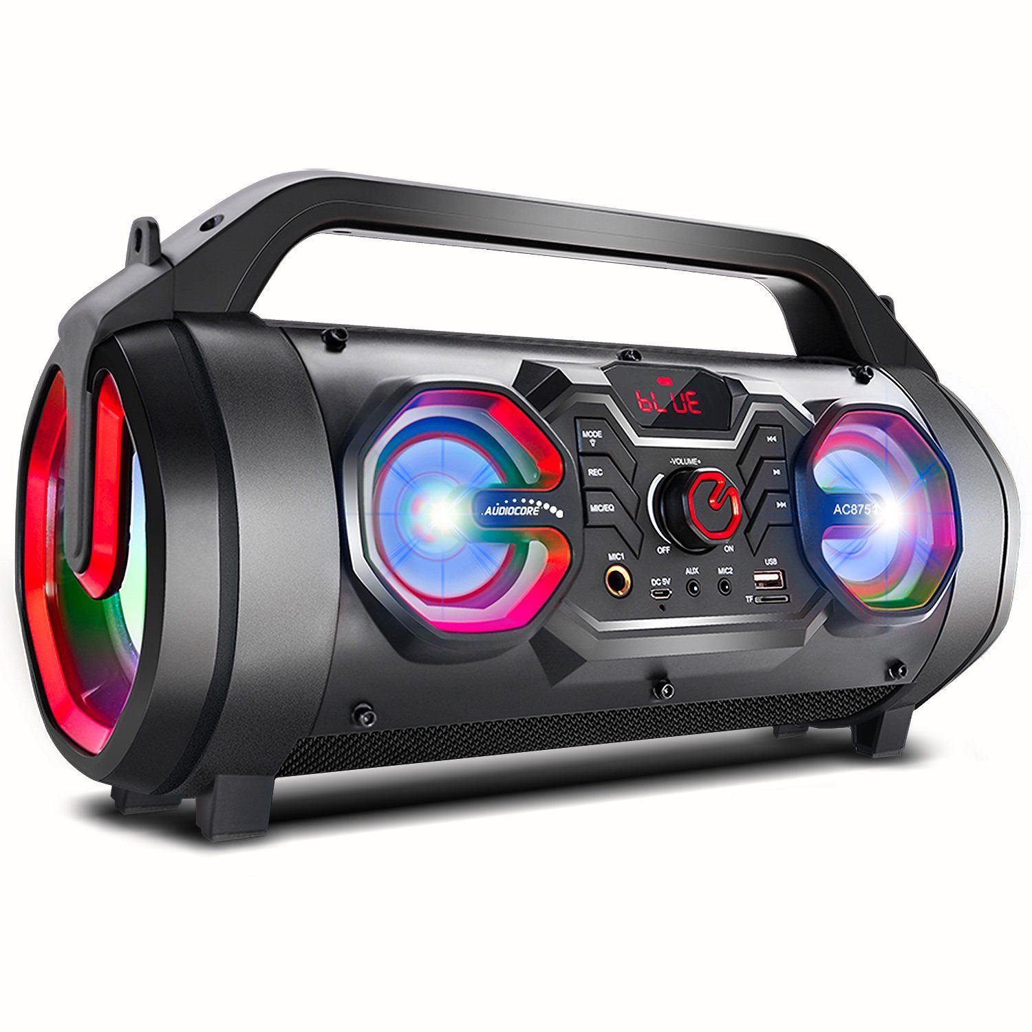 Audiocore AC875 Bluetooth-Lautsprecher (30 W, Mikrofon-Aufnahme Bazooka Tragbarer Bluetooth-Lautsprecher Boombox)