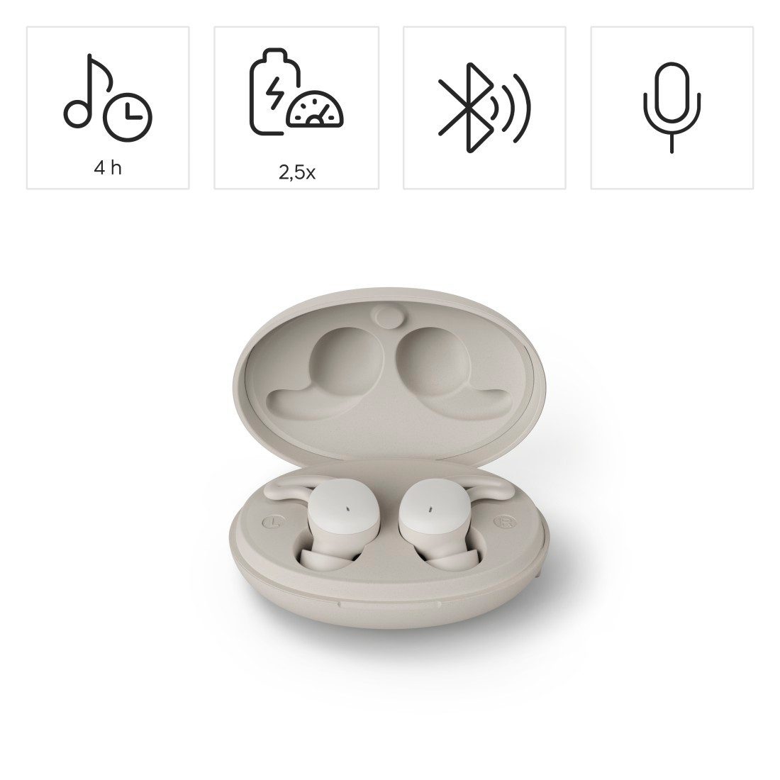 Hama Bluetooth-Kopfhörer kabellos (In-Ear, Schlafkopfhörer, TWS, Mikrofon) Bluetooth-Kopfhörer (Google Assistant, Siri, Mini-Kopfhörer, Touch-Control, 4 Stunden Musikwiedergabe)