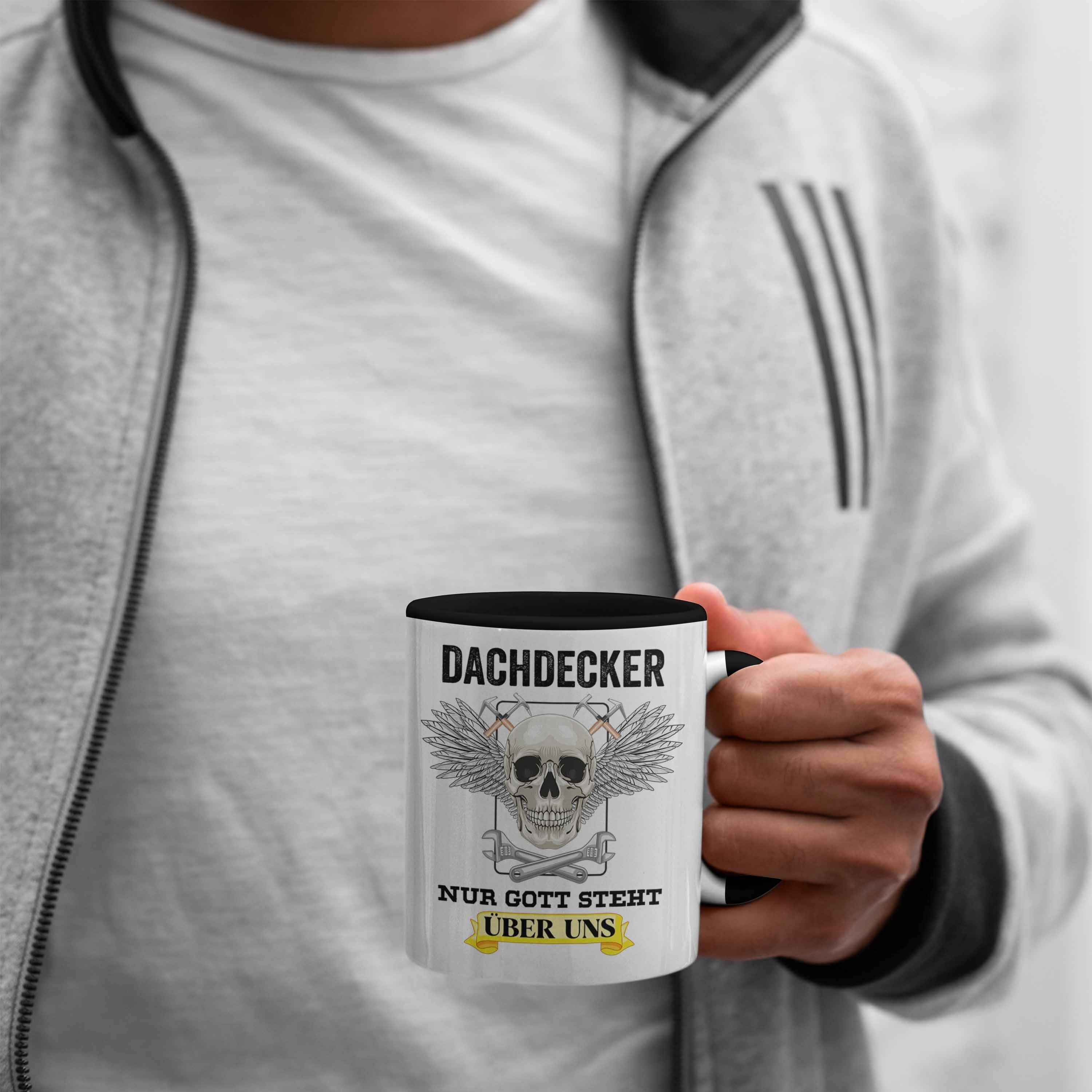 - Schwarz Tasse Trendation Dachdecker Männer Geschenke Tasse Mann Dachdecker-Meister Totenkopf Kaffeetasse Geschenkidee Lustig Zubehör Trendation