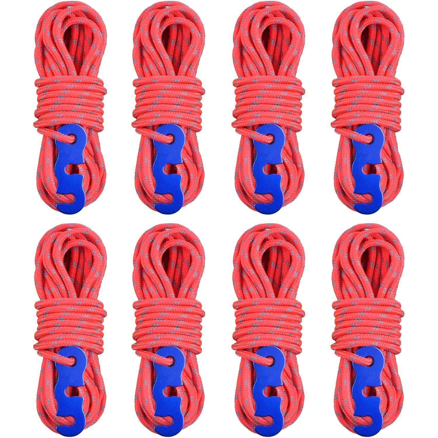 LuxusKollektion Abspannleine Abspannseile reflektierend 01 Rot (3mm) - 8 Stück