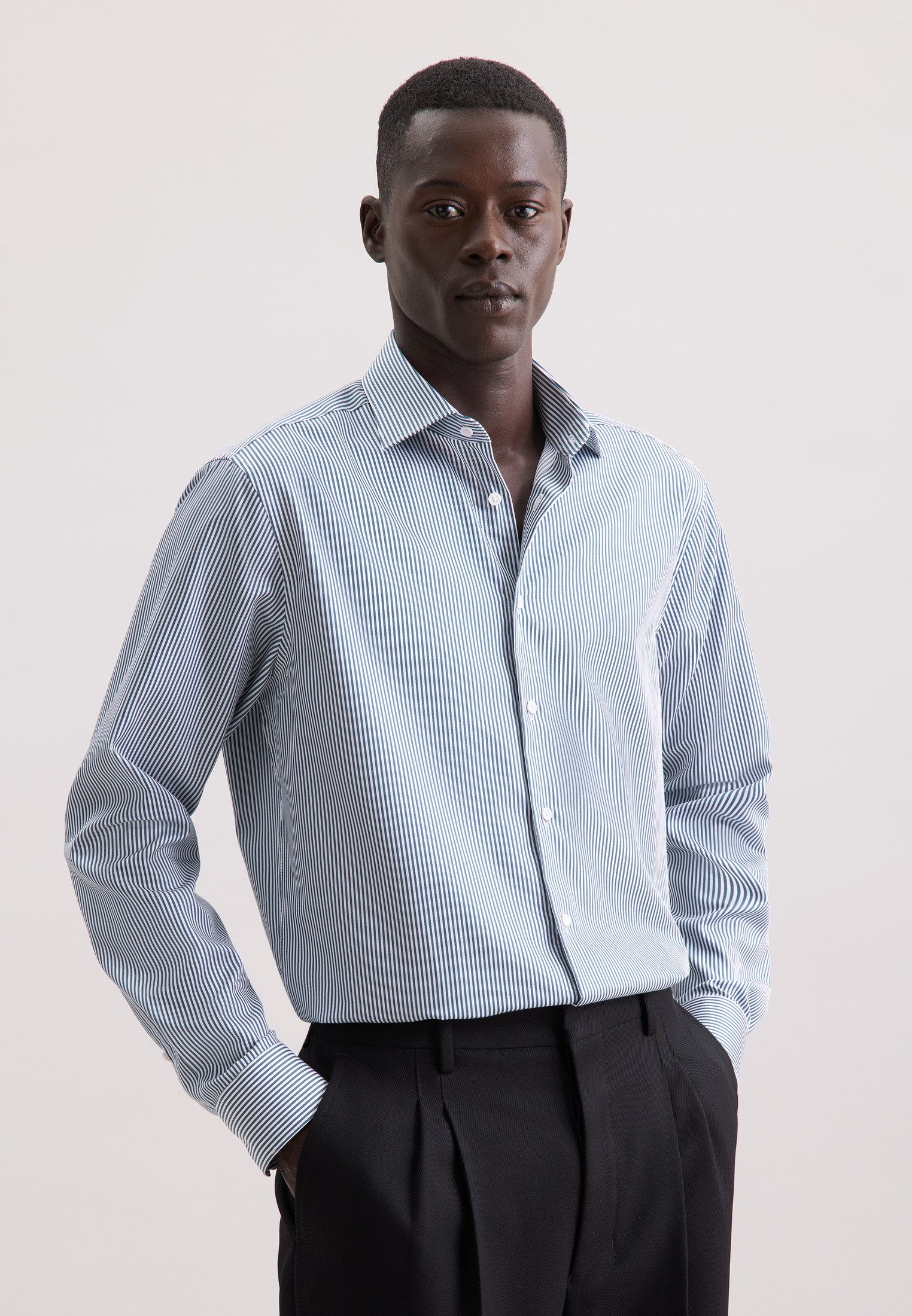 seidensticker Businesshemd Schwarze Rose Regular 1/1 Kentkragen Gestreift günstig online kaufen