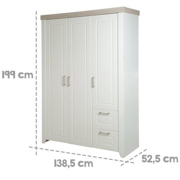 roba® Babyzimmer-Komplettset Felicia, Gitterbett, Wickelkommode, 3-türiger Schrank, umbaubar