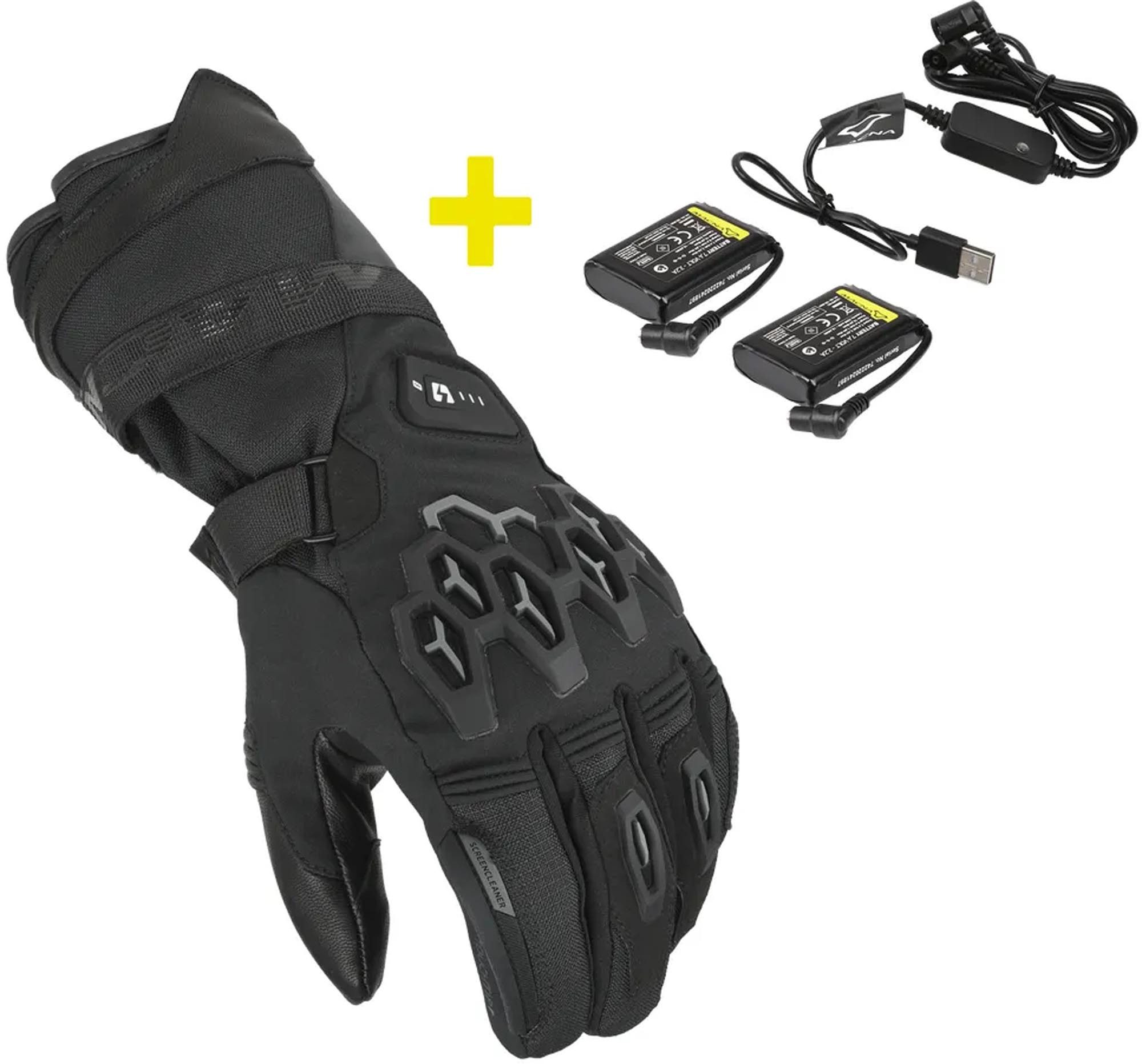 Macna Motorradhandschuhe Rafino RTX Kit wasserdichte beheizbare Winter Motorrad Handschuhe + beheizbar,lange Stulpe,gefüttert,Touchscreenbedienung möglich,mit