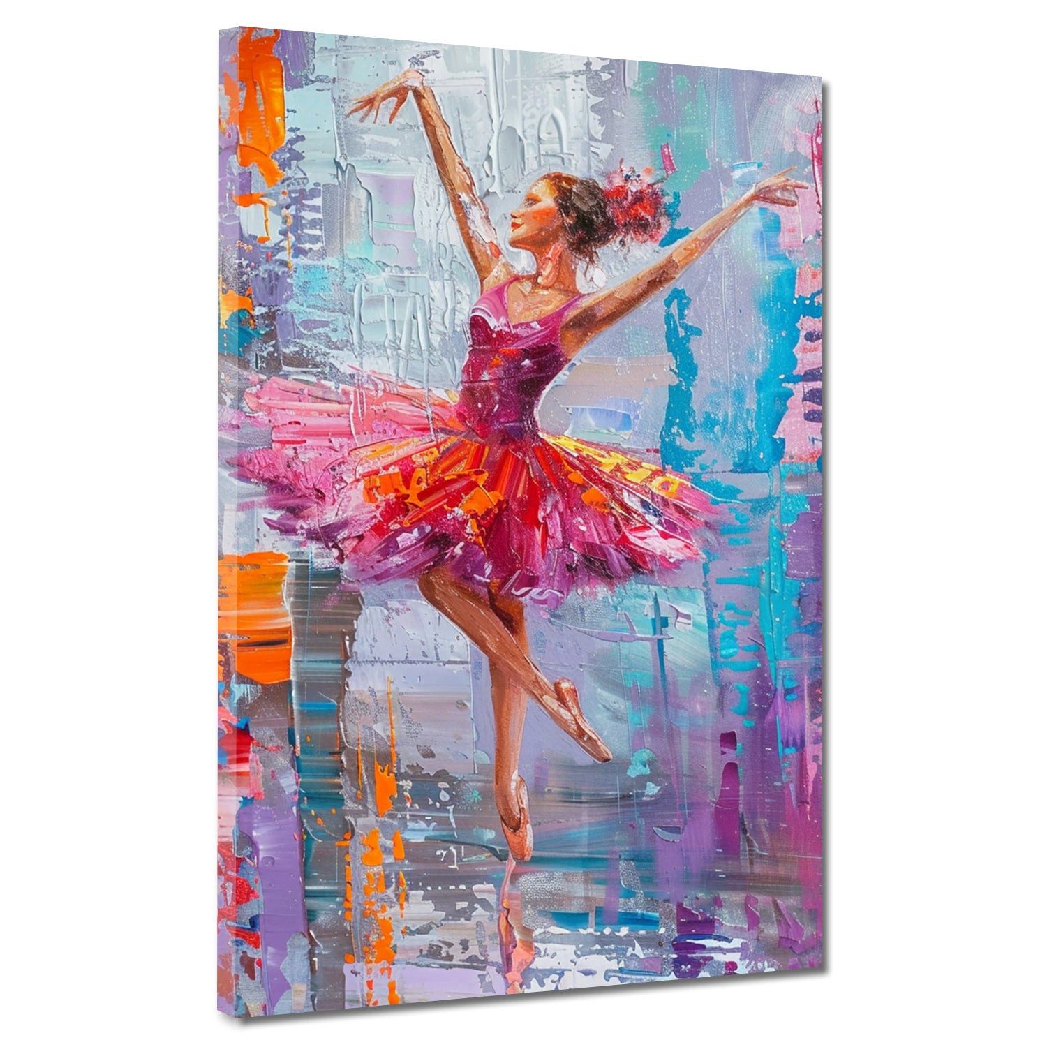 Artedinoi Leinwandbild Ballerina abstrakt lebhafte Farben Leinwandbild Wandbild XXL, Ballerina in lebhaften Farben
