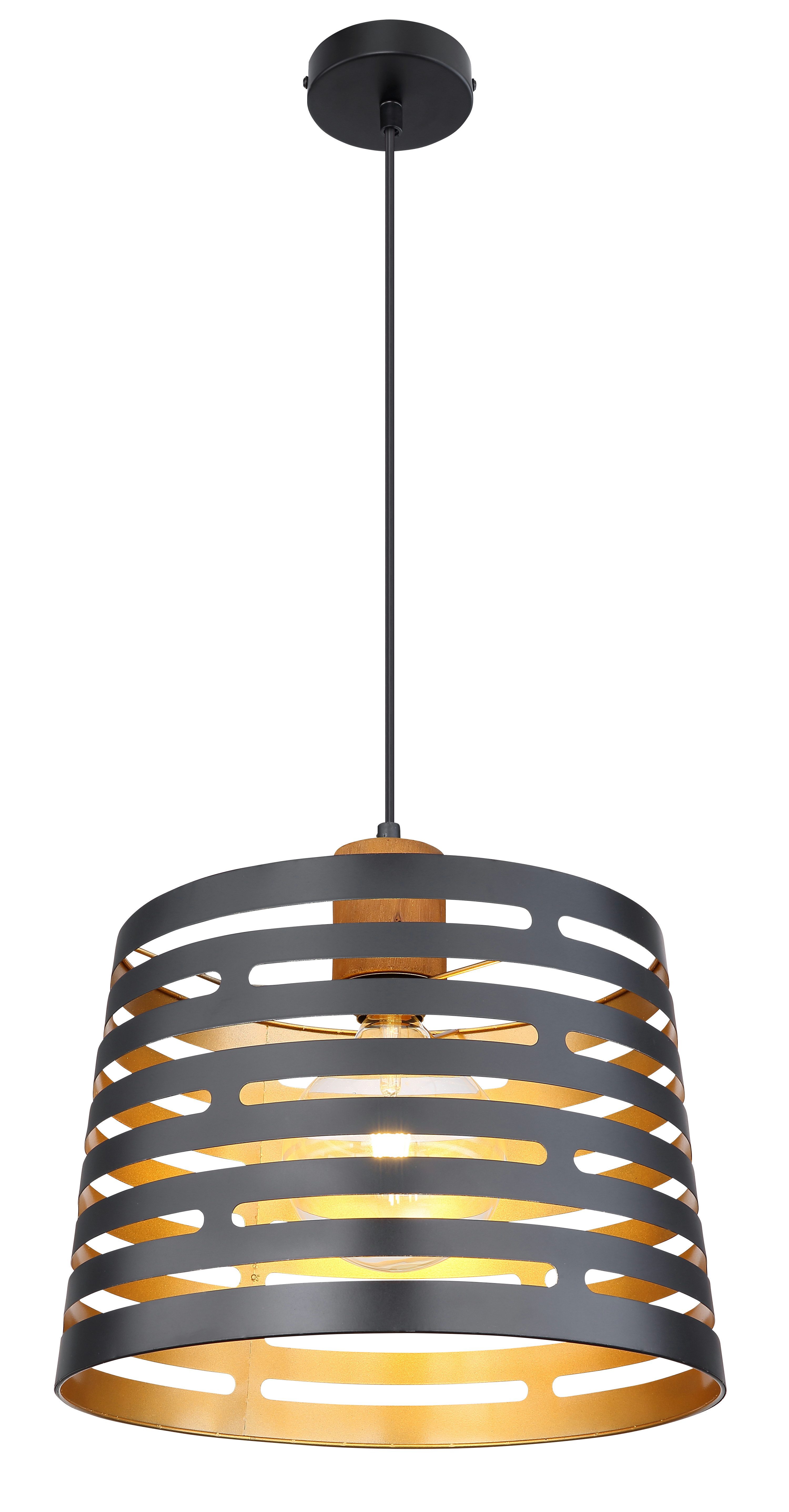 GLOBO LIGHTING Hängeleuchte ABLONA, ohne Leuchtmittel, Hängelampe/Pendelleuchte/Holz/goldfarben/Höhe kürzbar