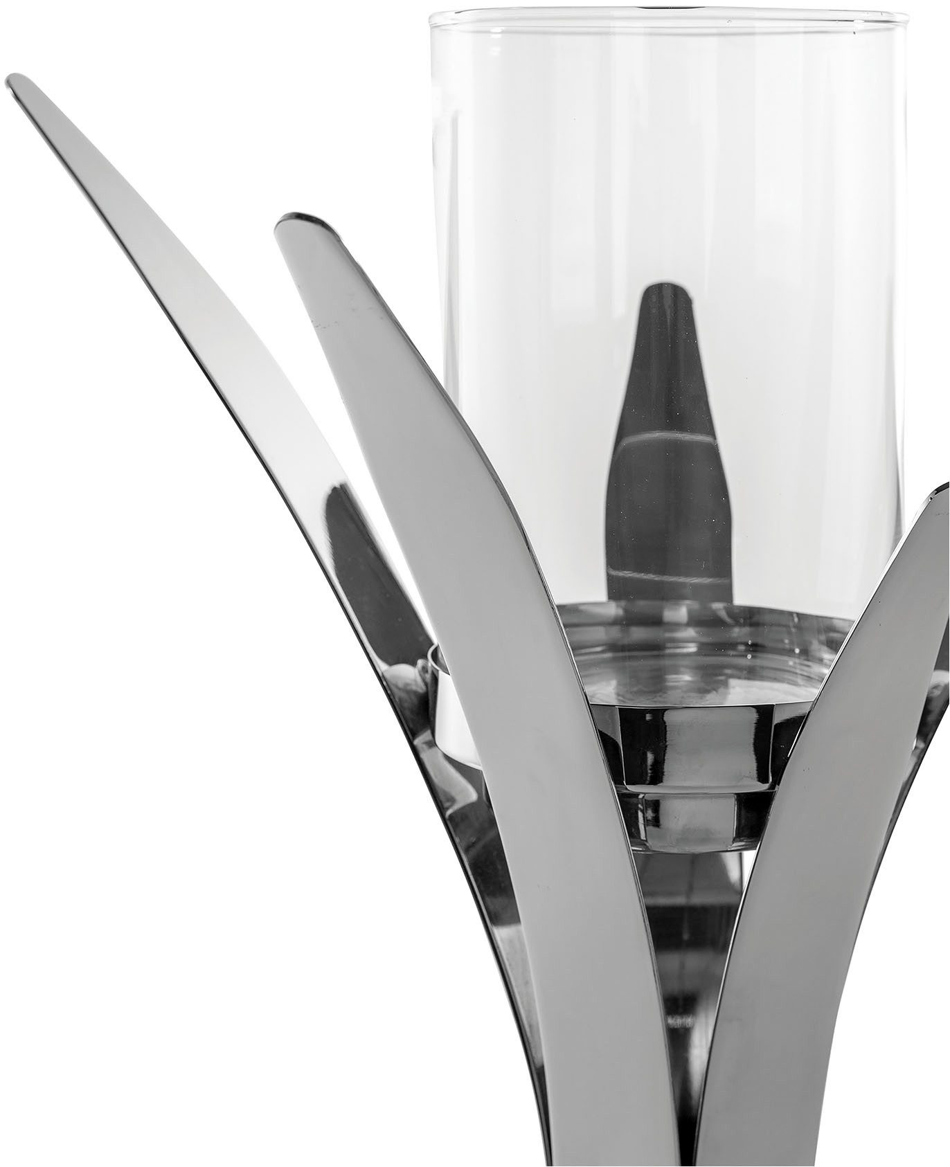 Fink Kerzenleuchter VIVAS (1 St), Teelichthalter inkl. Glas, vernickelt