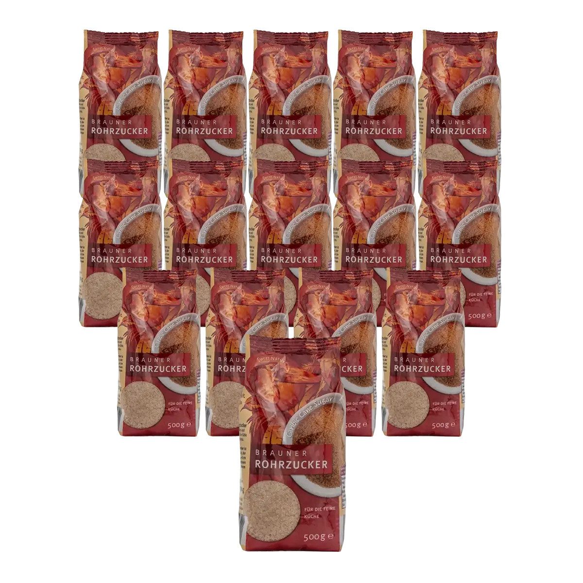 Bielmeier Zucker Rohrzucker braun 15x500 Gramm Küchenmeister, 1 x 7500 g, Made in Germany (SET505128-14)
