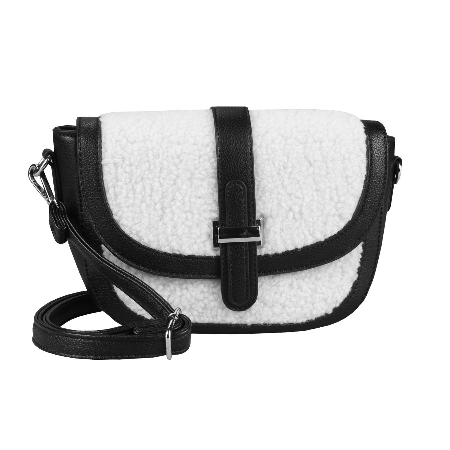 ITALYSHOP24 Schultertasche Damen Pelztasche Bodybag Fell Plüsch, Teddyfell Umhängetasche Handtasche Pelz Shopper Crossbody