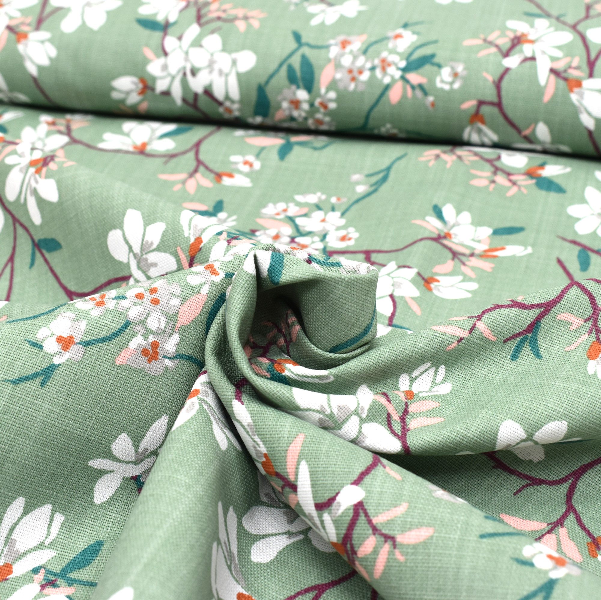 Thumbnail - MAGAM-Stoffe Stoff Blumen, Baumwollstoff aus Frankreich OEKO-TEX Meterware ab 50cm