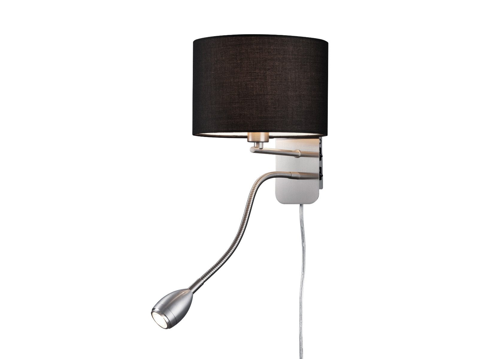 TRIO Leuchten LED Wandleuchte mit Leselampe & Schalter Höhe 23,5cm, Dimmfunktion, LED wechselbar, LED fest integriert, Warmweiß, innen, Designklassiker Bett Nachttischlampe, Wand-Lampe mit Stecker