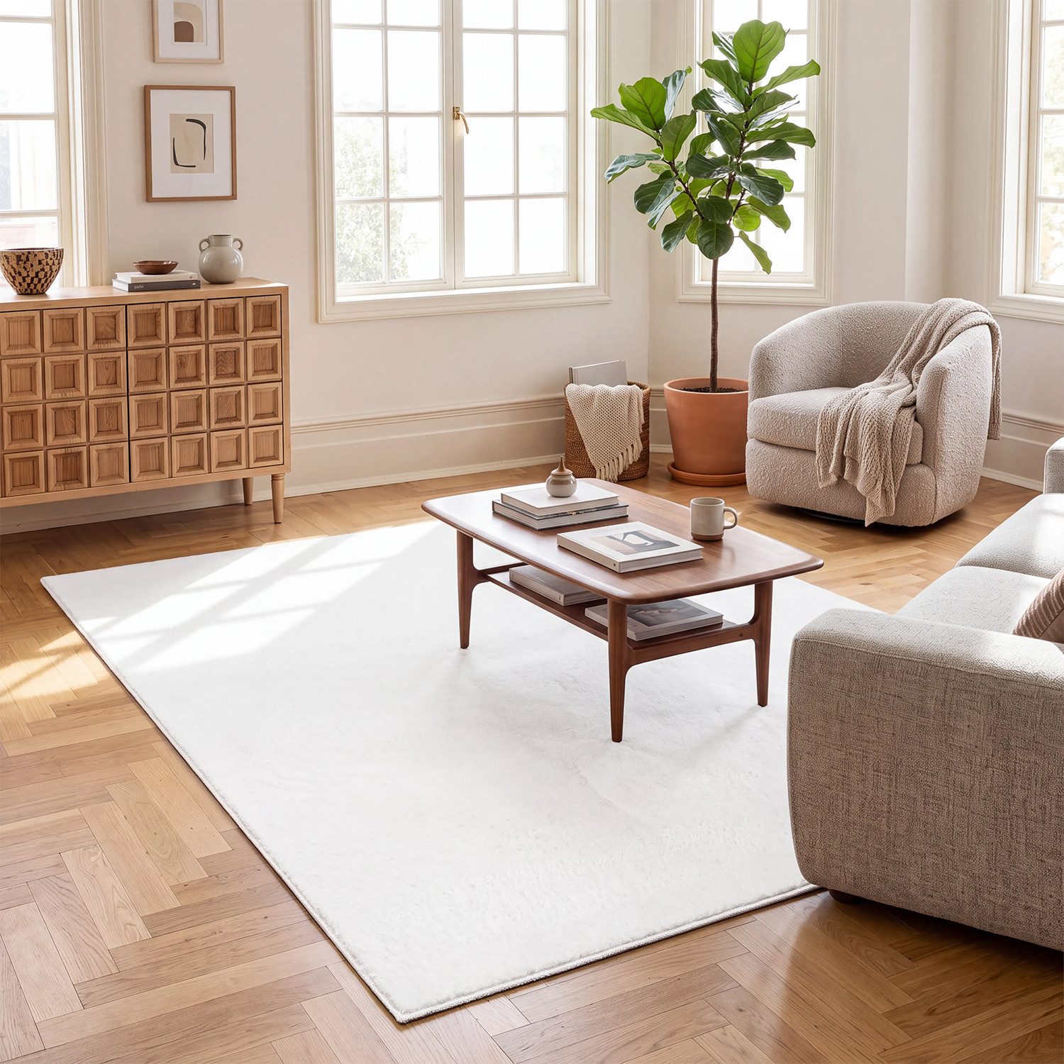 Vimoda Teppich Cozy Kurzflor Teppich – Angenehm warm & weich, waschbar & rutschfest, Rechteck, Höhe: 10 mm, Fellteppich Uni, Wohnzimmer, Schlafzimmer, kinderzim – Bild 5 von 5