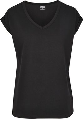 URBAN CLASSICS Kurzarmshirt Damen Ladies Round V-Neck Extended Shoulder Tee (1-tlg)
