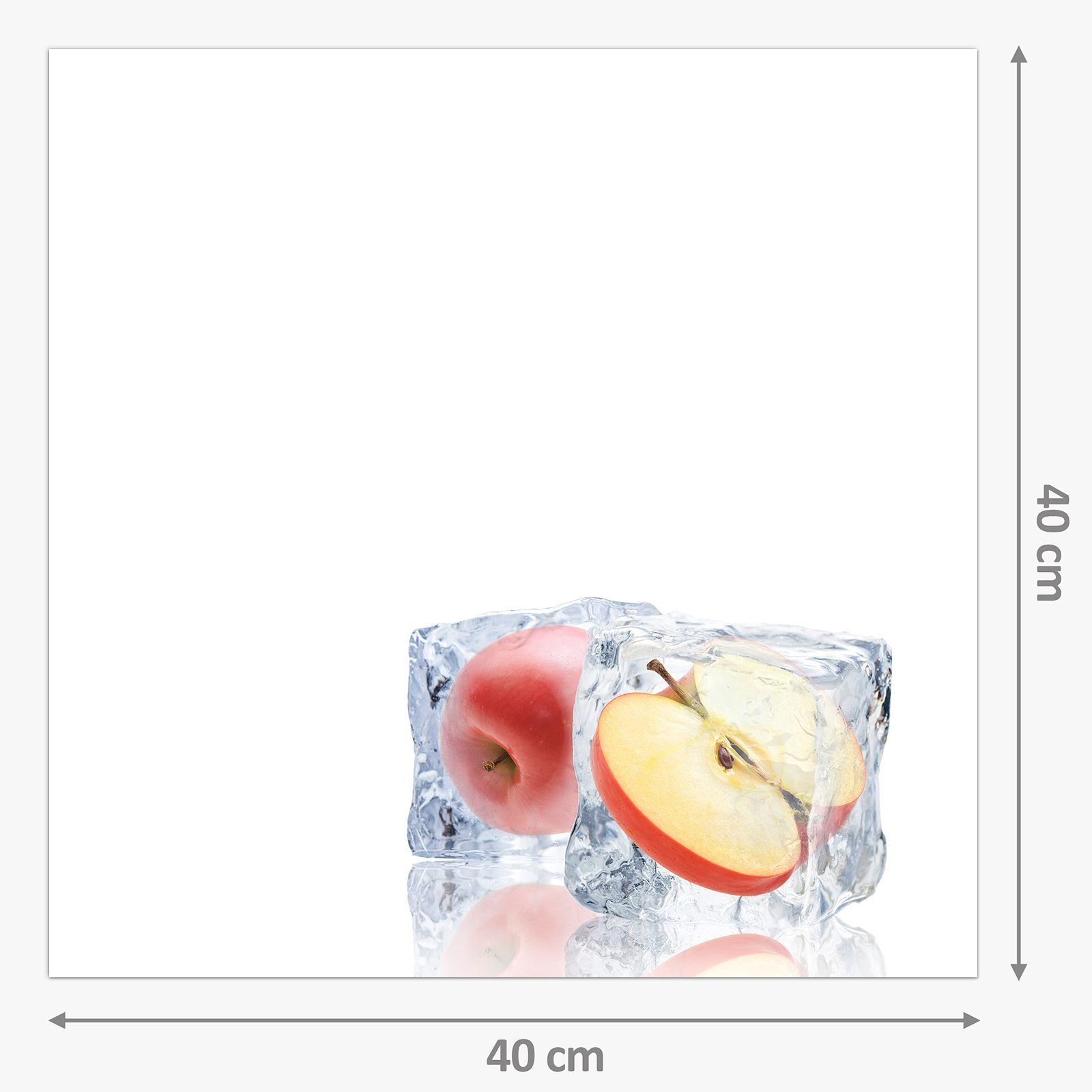 Äpfel Küchenrückwand Glas Küchenrückwand Spritzschutz Primedeco Eiswürfel in Motiv mit