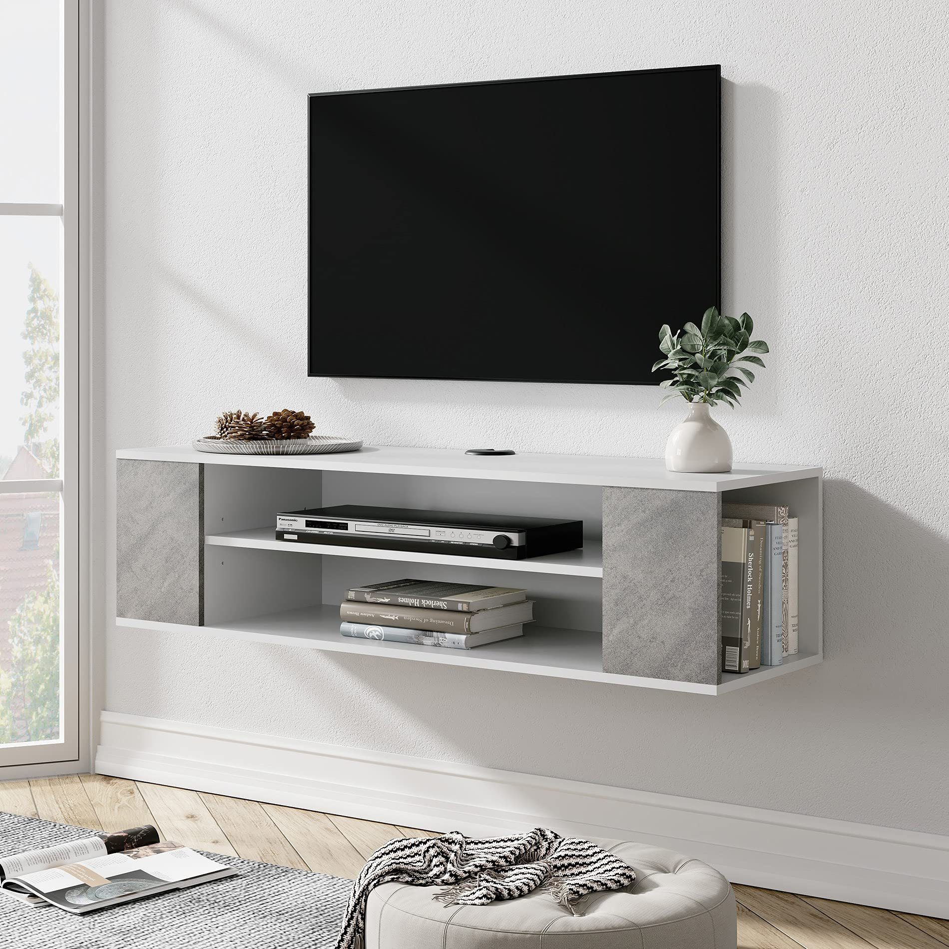 WAMPAT Lowboard (TV Board stehend und hängend, TV Schrank mit offene  Fächer), Breite 100 cm