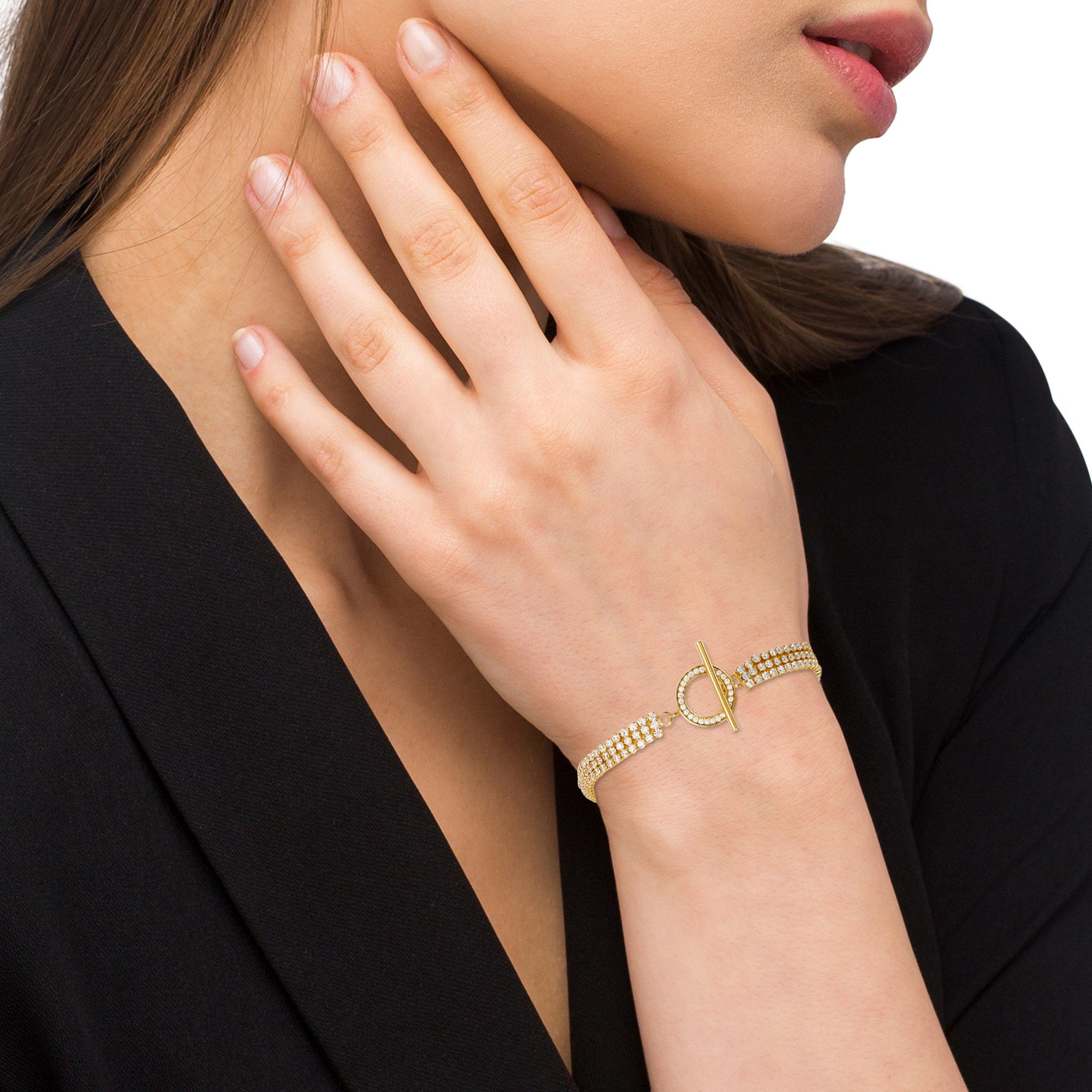 Steinen Zirkonia Armband poliert goldfarben Sia inkl. (Armband, mit Geschenkverpackung), Heideman