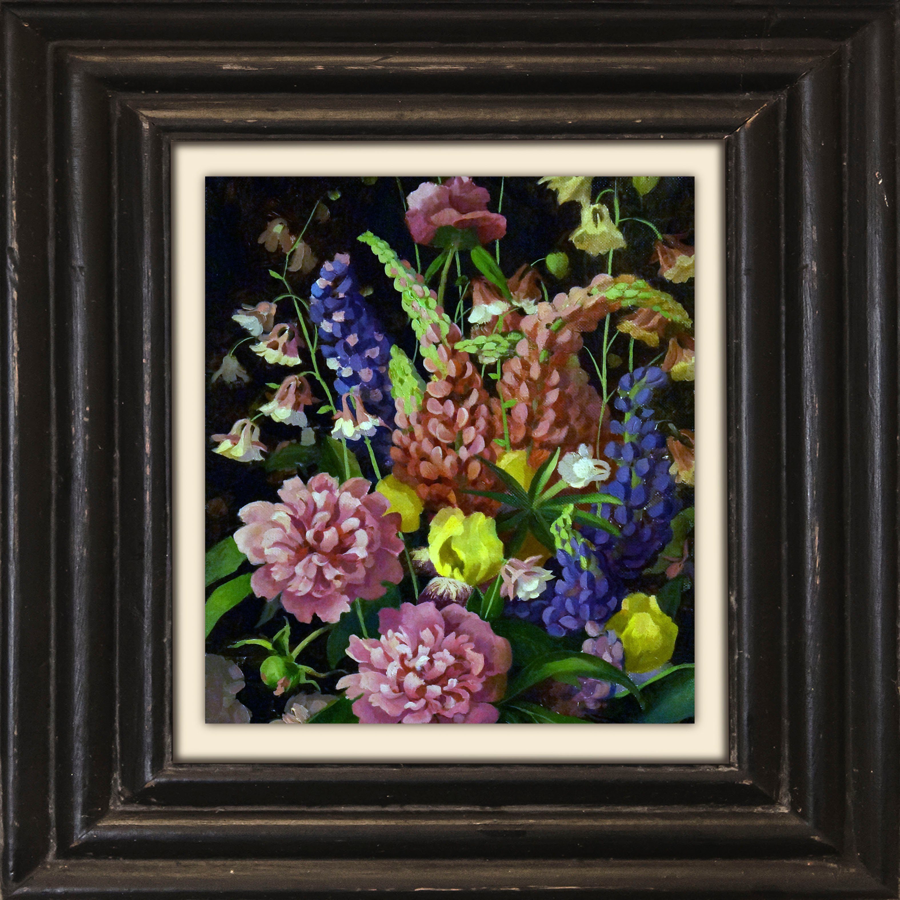 queence Leinwandbild Blumen, Blumen, Blumenbilder, Garten, Gartenbilder, Kunst, Stillleben, Premium-Leinwandstoff, Handarbeit aus Deutschland, 40x40cm