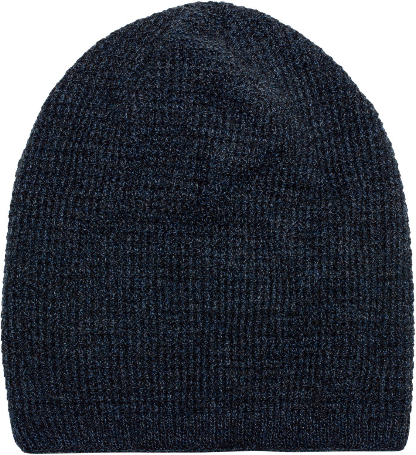 styleBREAKER Beanie mit Strickmütze (1-St) Strickmuster meliert Mütze Karo Dunkelblau Strick