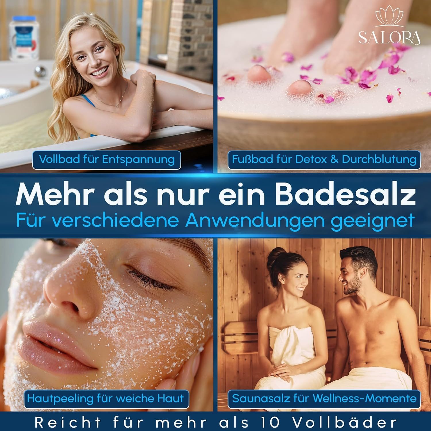 Salora Original Dead Sea Bath Salt, Premium from Jordan, 1-piece, for full bath or foot bath, salt with exfoliating effect