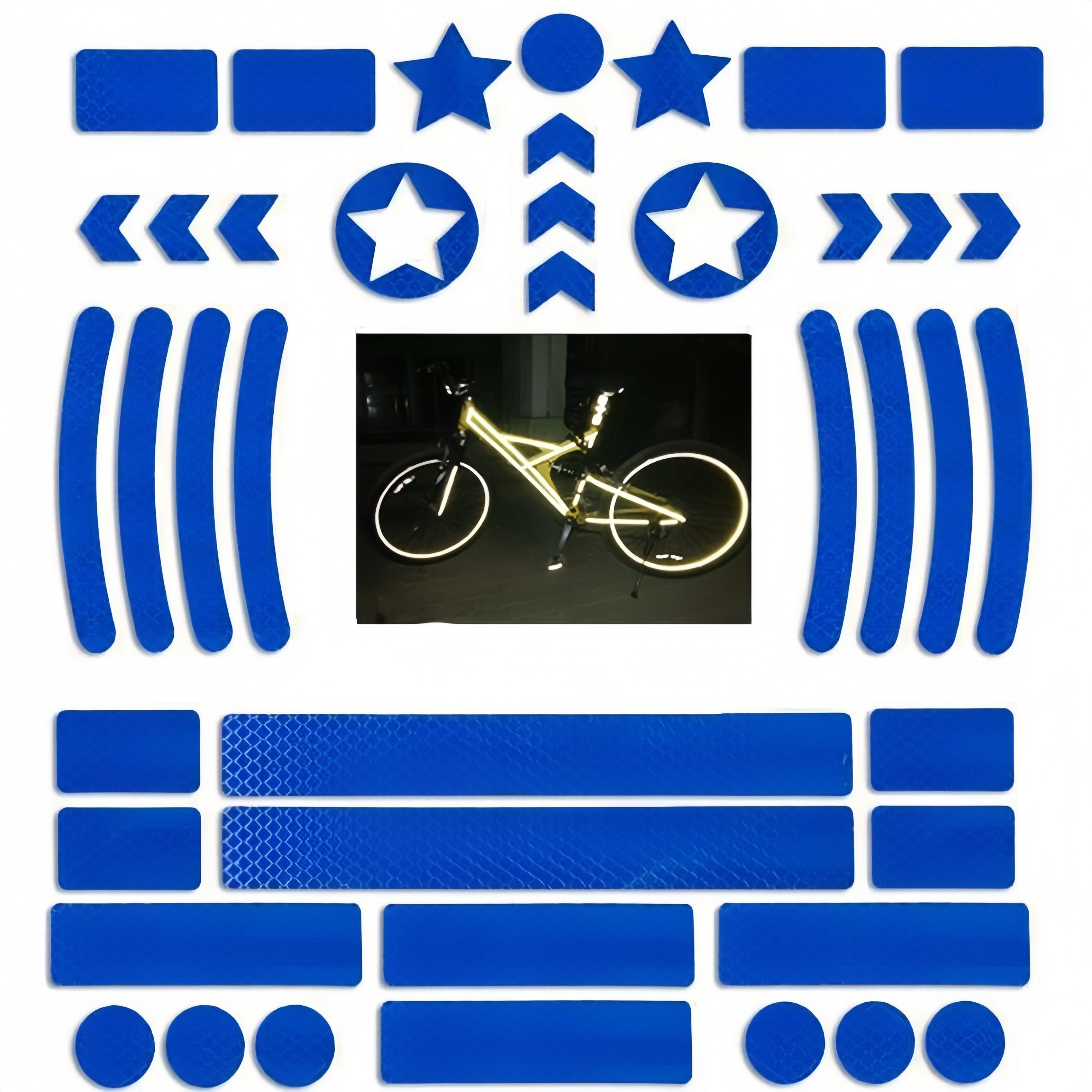 FOUORTUNATE-BEE Reflektorband Reflektierende Aufkleber für Motorrad Helm Auto Fahrrad – 42 Stück, Fluoreszierende Warnstreifen Sticker selbstklebend & wasserfest