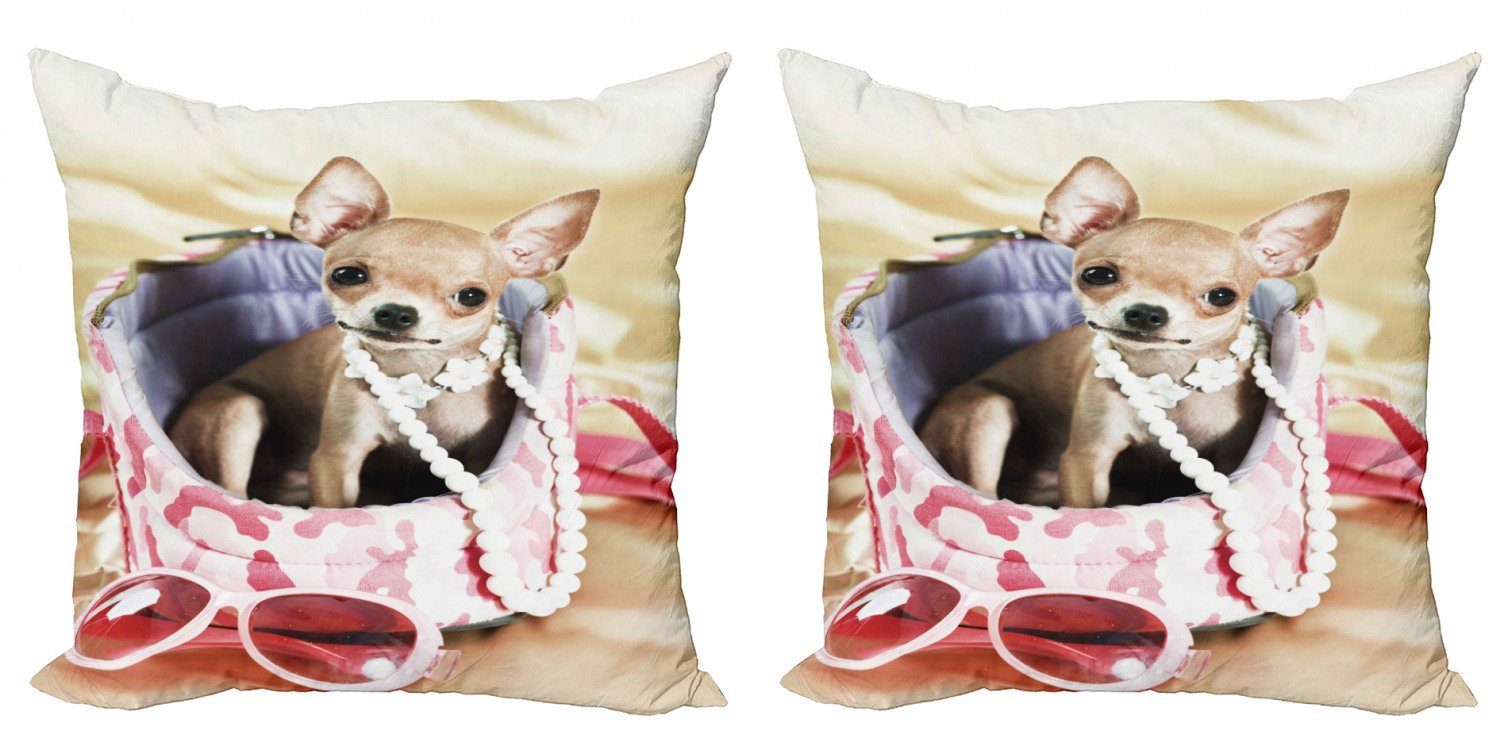 Mode Hund (2 Abakuhaus Accent Lustige Chihuahua Sassy Stück), Modern Digitaldruck, Kissenbezüge Doppelseitiger