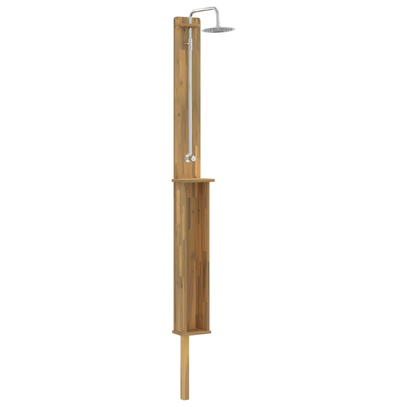 vidaXL Gartendusche 24 x 51 x 257 cm Gartendusche 257 cm Massives Akazienholz und Edelstah
