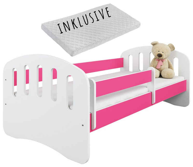 Kids Collective Kinderbett »160x80 180x80 mit Matratze, Rausfallschutz & Lattenrost Mädchen Jungen Bett Skandi«, 80x160 cm, pink
