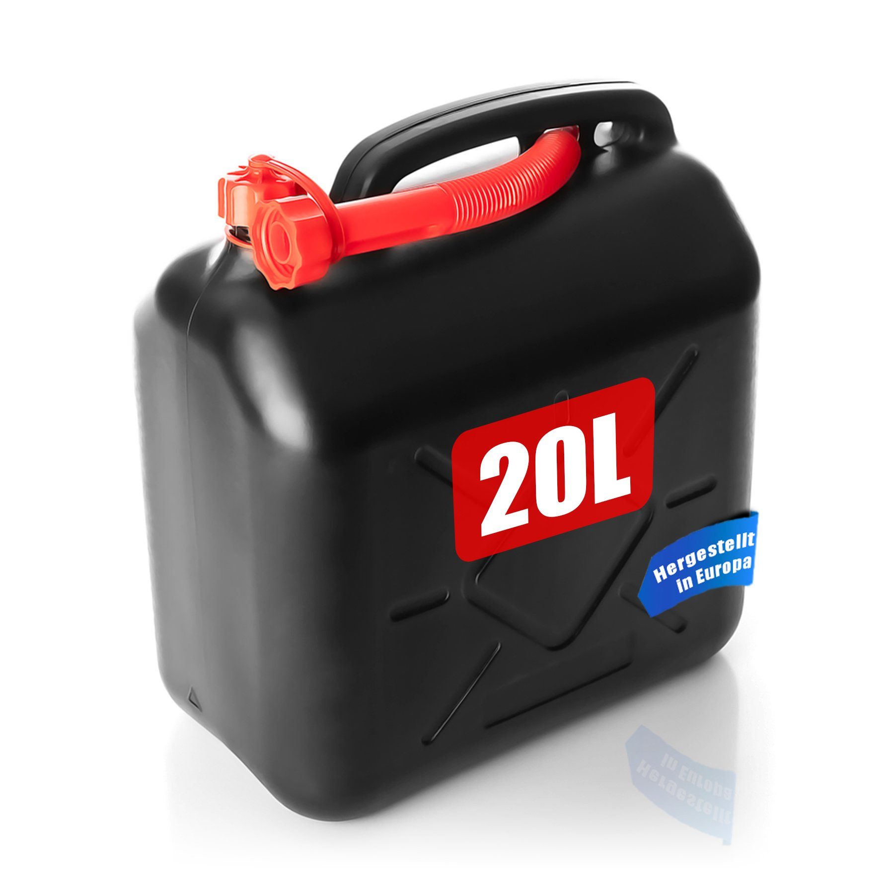 BigDean Benzinkanister 20L mit flexiblem Ausgießer - Kanister für Benzin, Diesel & AdBlue (Set, 1 St., Kanister + Ausgiesrohr), UN-Zulassung, Höchste Sicherheitsanforderung, Sicherheitsverschluss
