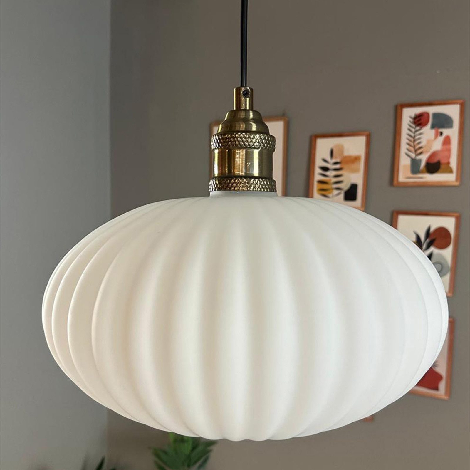 Bamyum Pendelleuchte Elegant Glas Pendelleuchte Hängelampe Restaurant Halle Beleuchtung, ohne Leuchtmittel – Bild 4 von 5