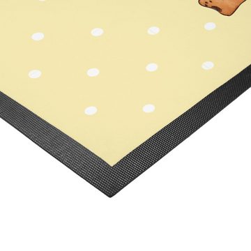 Fußmatte 60 x 90 cm Igel mit Luftballon - Gelb Pastell - Geschenk, süße Tiermo, Mr. & Mrs. Panda, Höhe: 0 mm