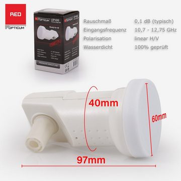 RED OPTICUM Single LNB - LSP-02G mit Wetterschutzkappe Universal-Single-LNB (Hitze- & kältebeständiger Digital-LNB 1-fach mit nur 0.1dB Rauschmaß)