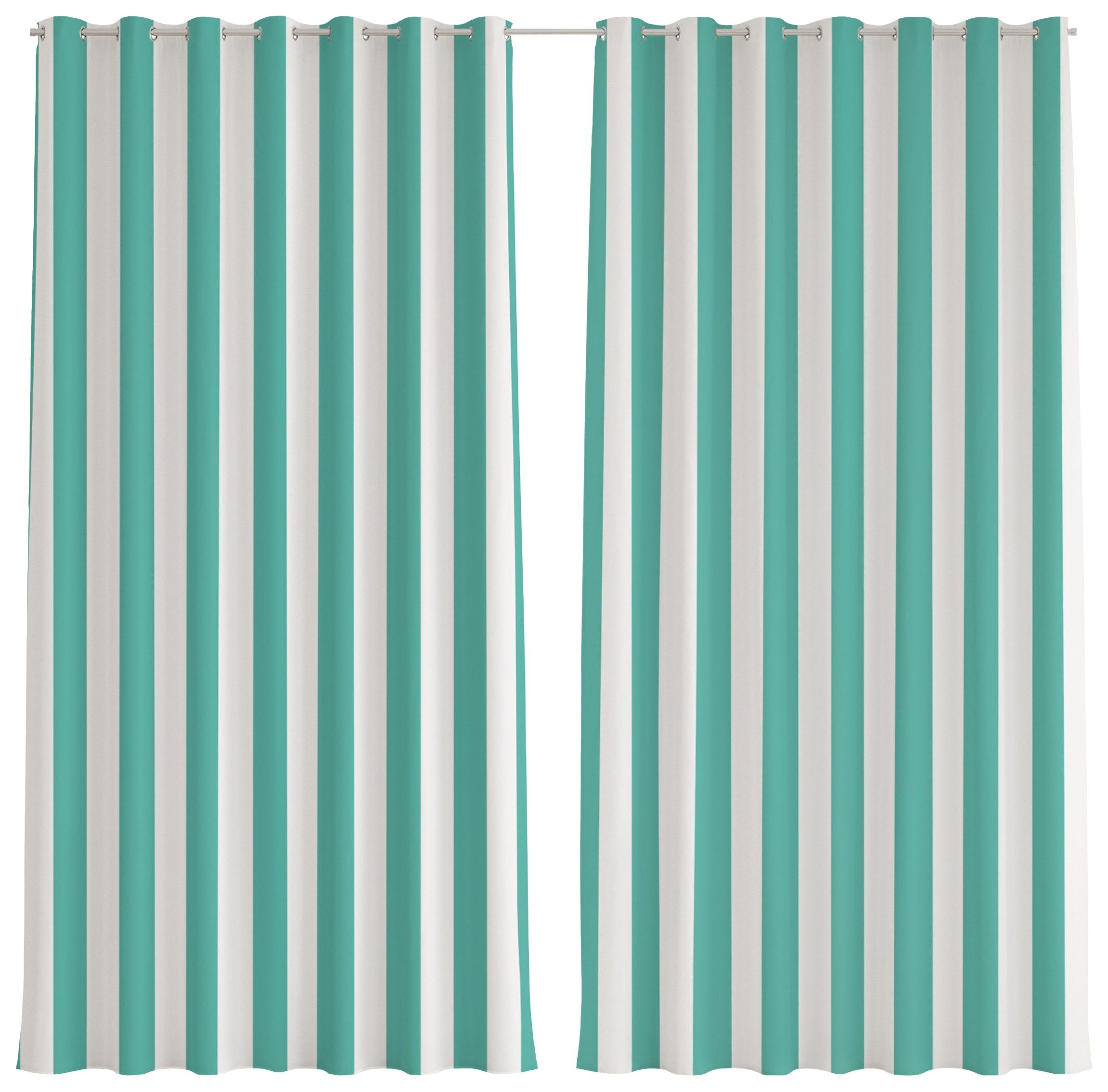 Bilderdepot24 Outdoorvorhang Wetterfest Gardinen Muster Modern Längsstreifen Türkis (2 St), Ösen, blickdicht, Outdoor-geeigneter Vorhangstoff 370 g/m², Outdoor Vorhang Balkon Terrasse Verdunkelungs Vorhänge Sonnenschutz