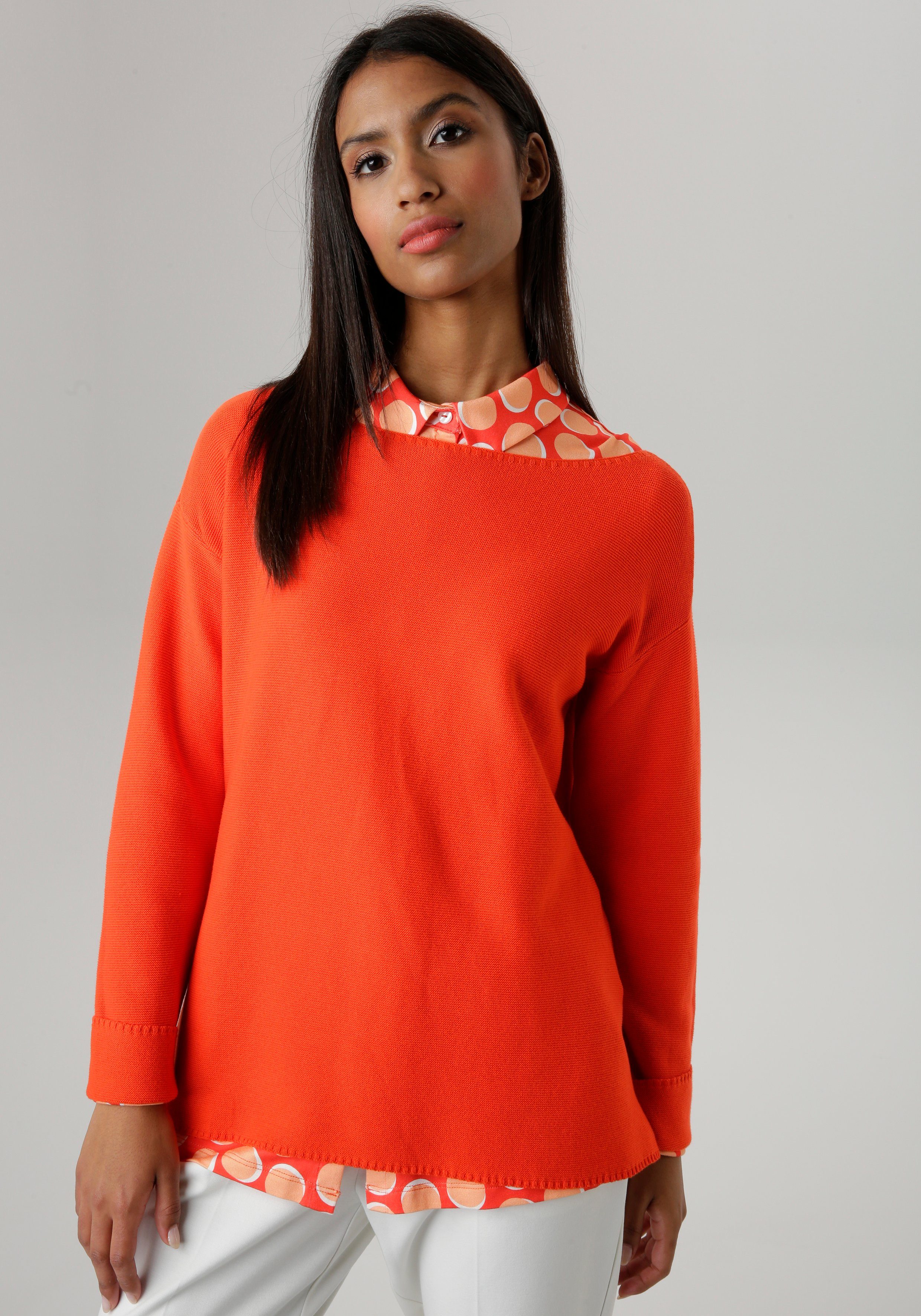 Aniston SELECTED Strickpullover mit U-Boot-Ausschnitt - NEUE KOLLEKTION orange