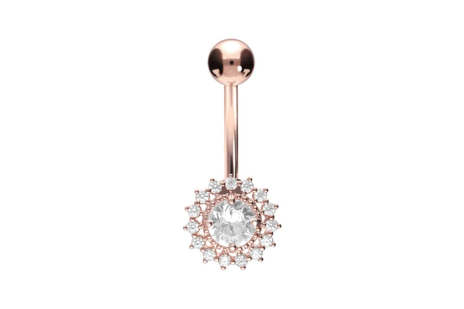 PIERCINGLINE Bauchnabelpiercing Chirurgenstahl Bananabell KRISTALLBLUME (Ba günstig online kaufen