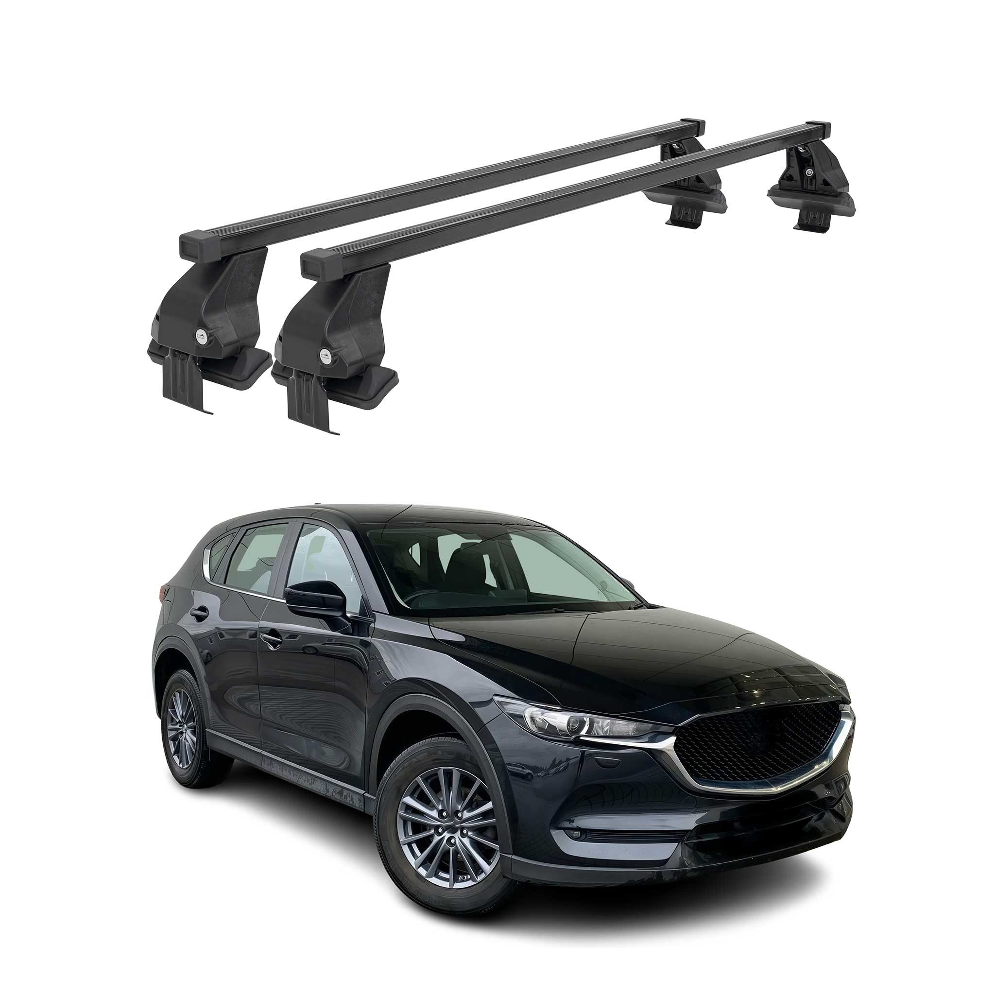 OMAC Dachträger Menabo Stahl Gepäckträger für Mazda CX-5 2016-2025 Schwarz 2tlg (2-St), Wasserbeständig,Abnehmbar,Multifunktional,Leichtgewichtig