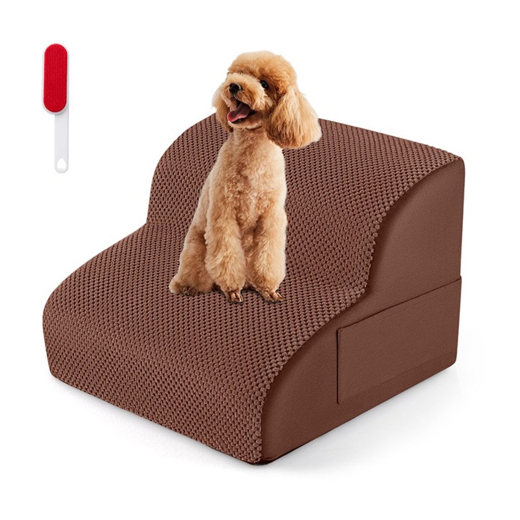 COSTWAY Haustiertreppe Hunderampe, Hundetreppe 2 Stufen, rutschfeste Hundestufe