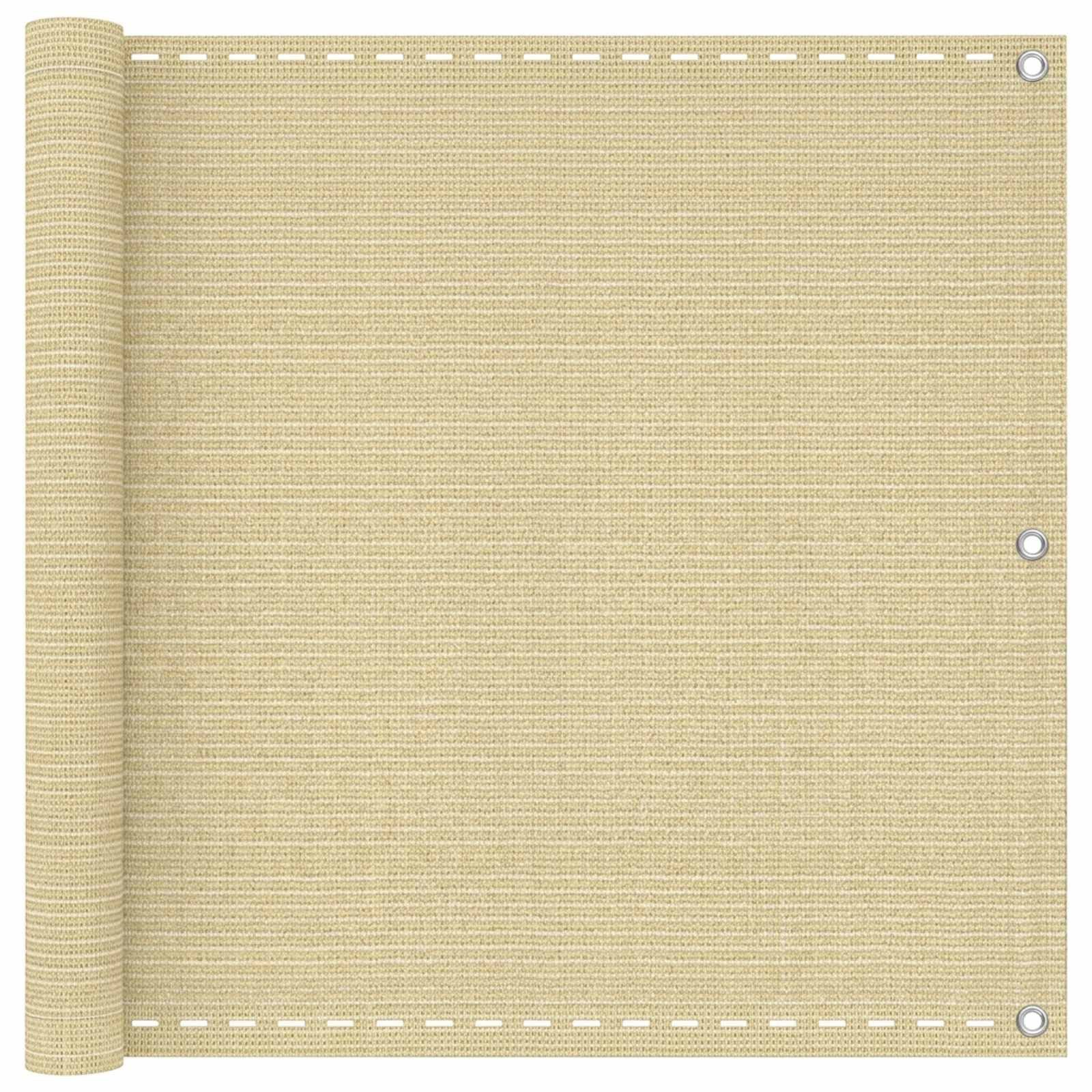 vidaXL Balkonsichtschutz Balkonsichtschutz Beige 90 x 700 cm HDPE und Aluminium (1-St)