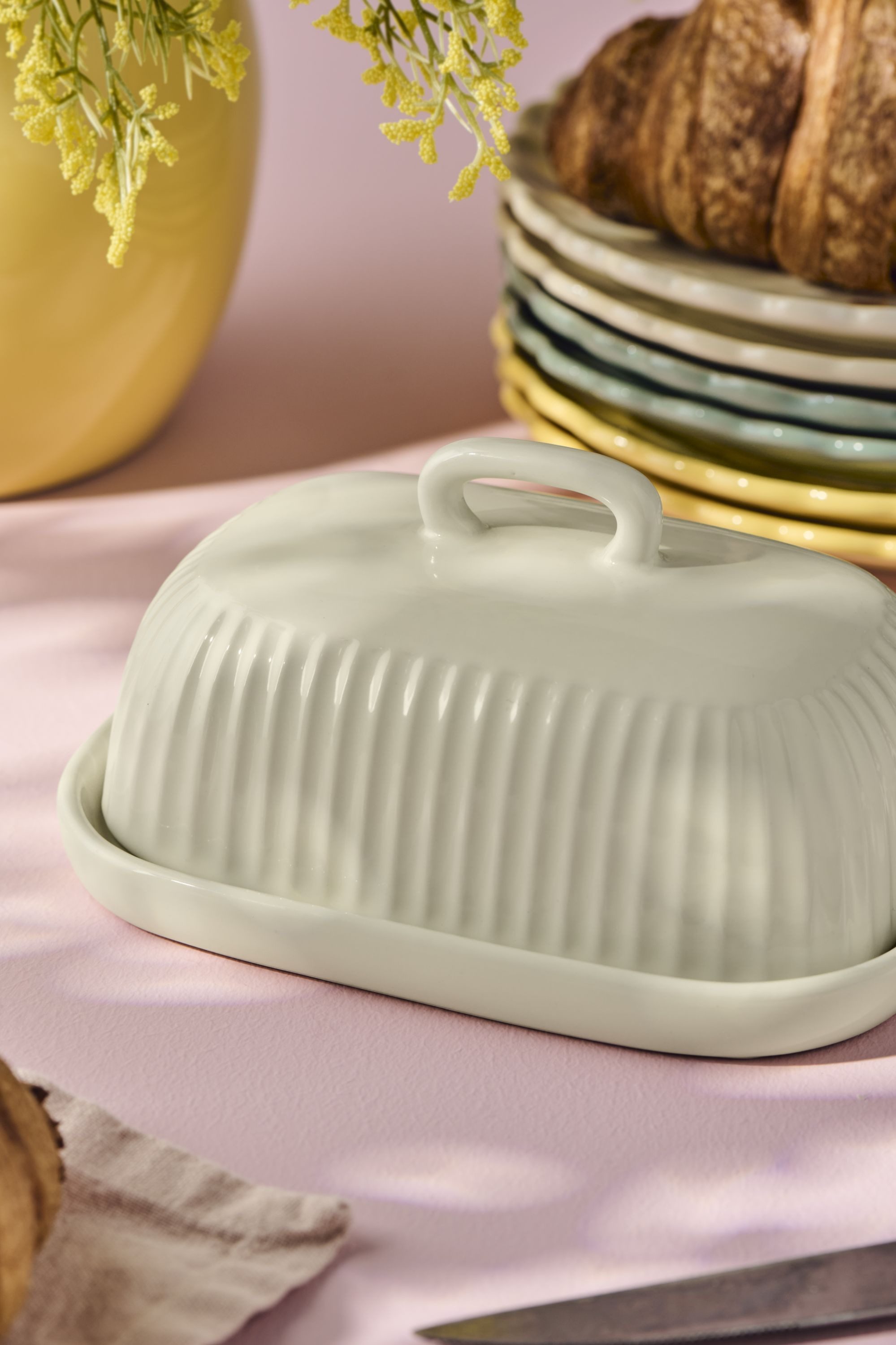 Ib Laursen Butterdose Ib Laursen - Butterdose Butterglocke Butterschale Mynte Keramik Cream