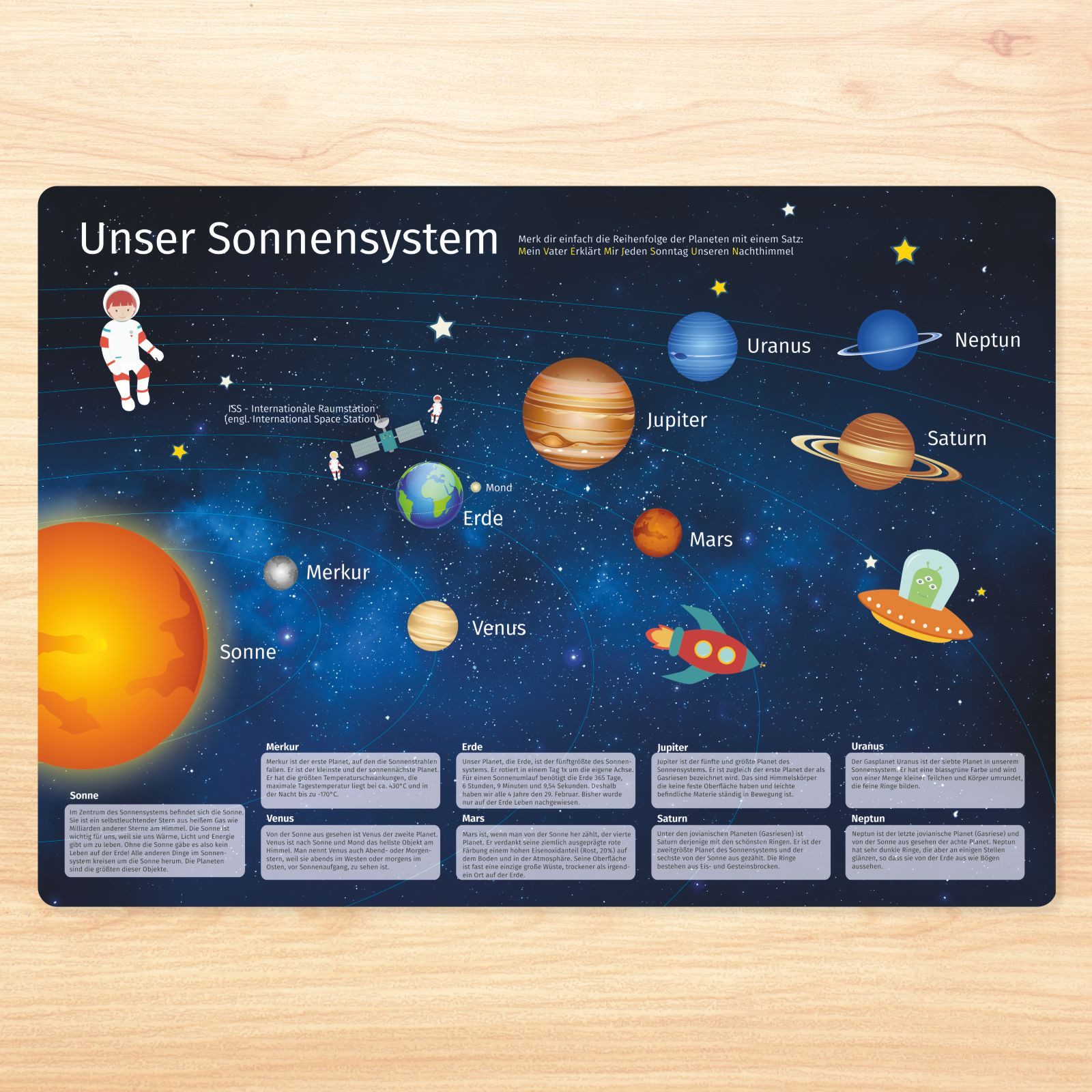 nikima Platzset stabiles Vinyl Tischset - Sonnensystem Kinder Platzset abwa günstig online kaufen