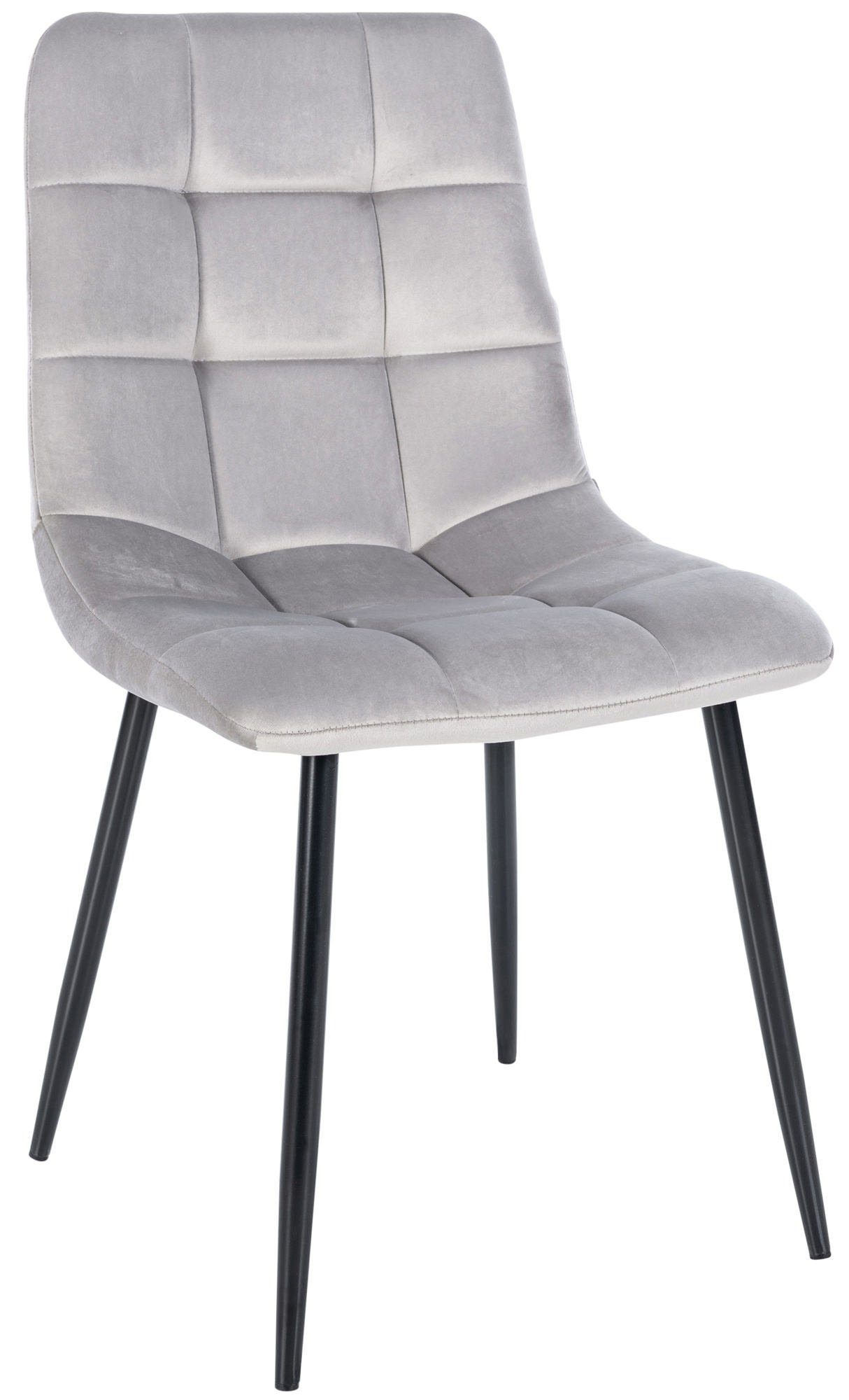 TPFLiving Esszimmerstuhl Atina mit hochwertig gepolsterter Sitzfläche - Konferenzstuhl (Küchenstuhl - Wohnzimmerstuhl), Gestell: Metall schwarz - Sitzfläche: Samt grau