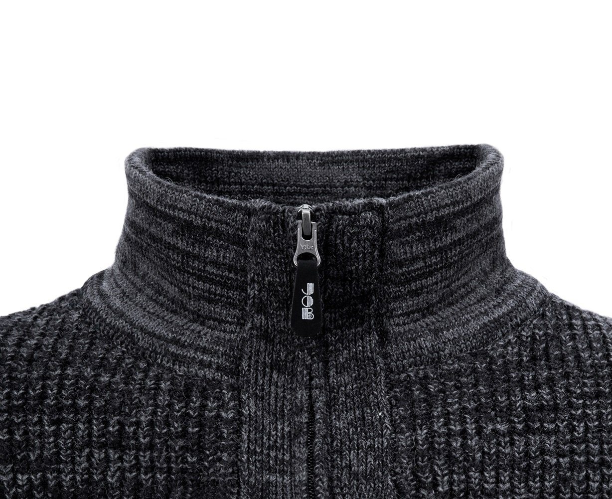 JOB Strickjacke Strickjacke mit Fellfutter schieferschwarz günstig online kaufen