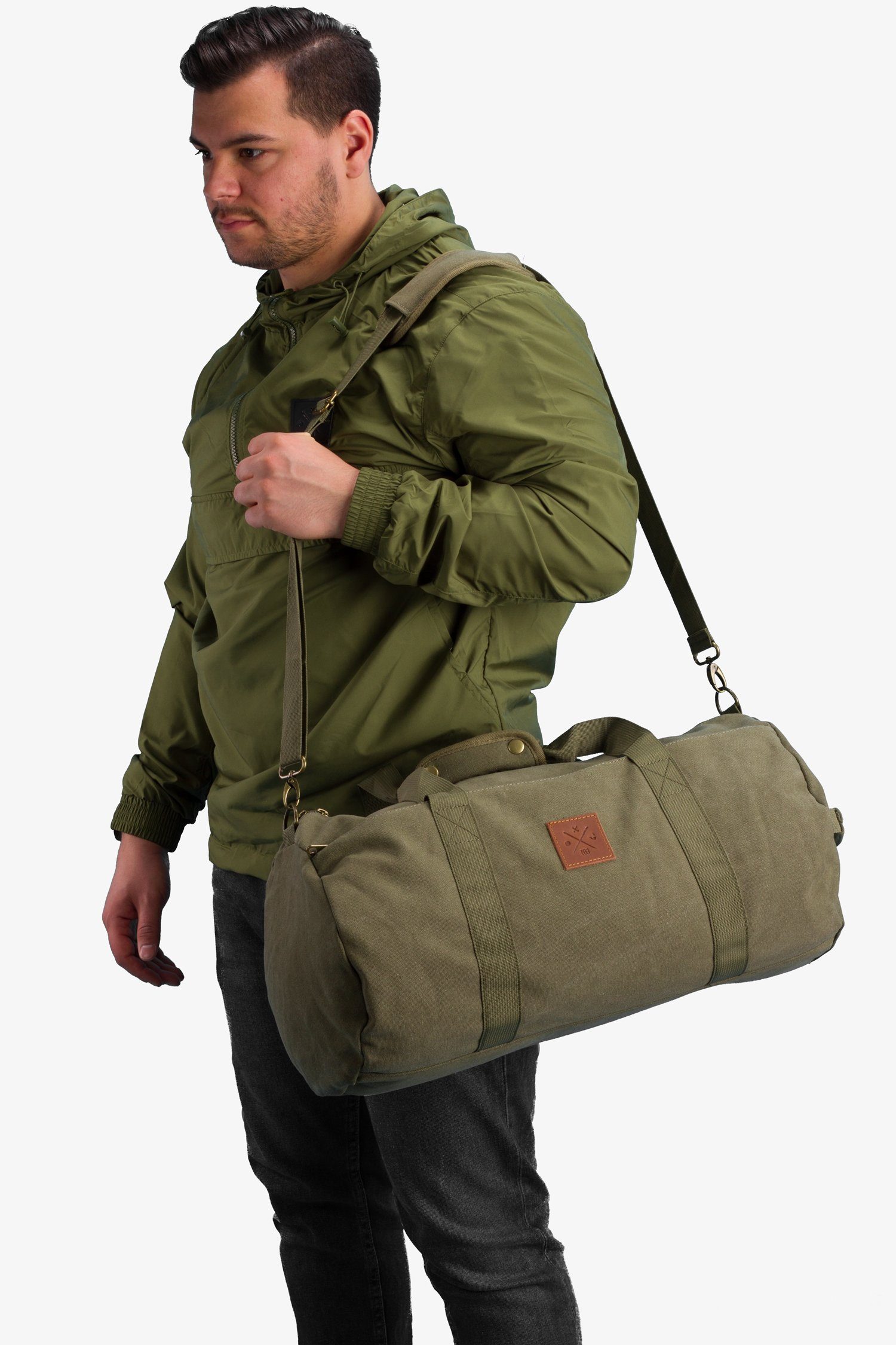 Manufaktur13 Sporttasche Canvas Barrel Bag Duffel Olive/Khaki 24L Sporttasche, - Bag, Fassungsvermögen