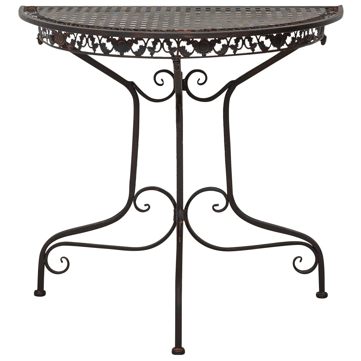 Aubaho Gartentisch Tisch Garten K halbrund Eisen Antik-Stil braun Gartentisch Balkontisch