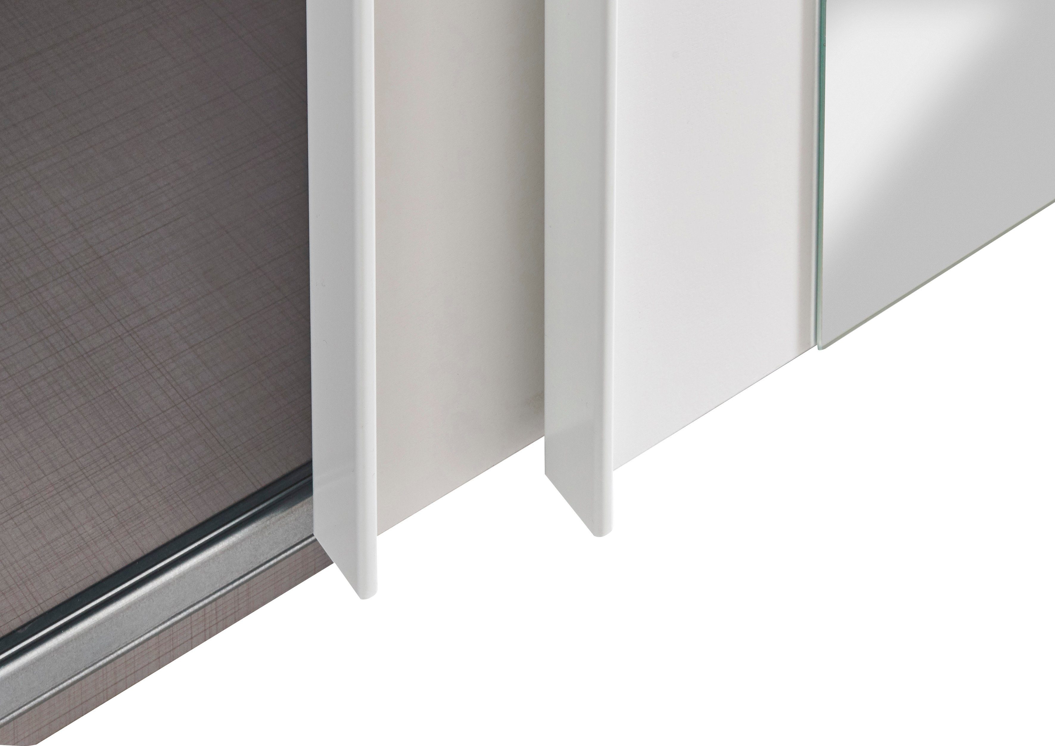 Weiß/Spiegel 2 Stoffboxen Schwebetürenschrank Barmbek mit Einlegeböden und zusätzlichen Wimex
