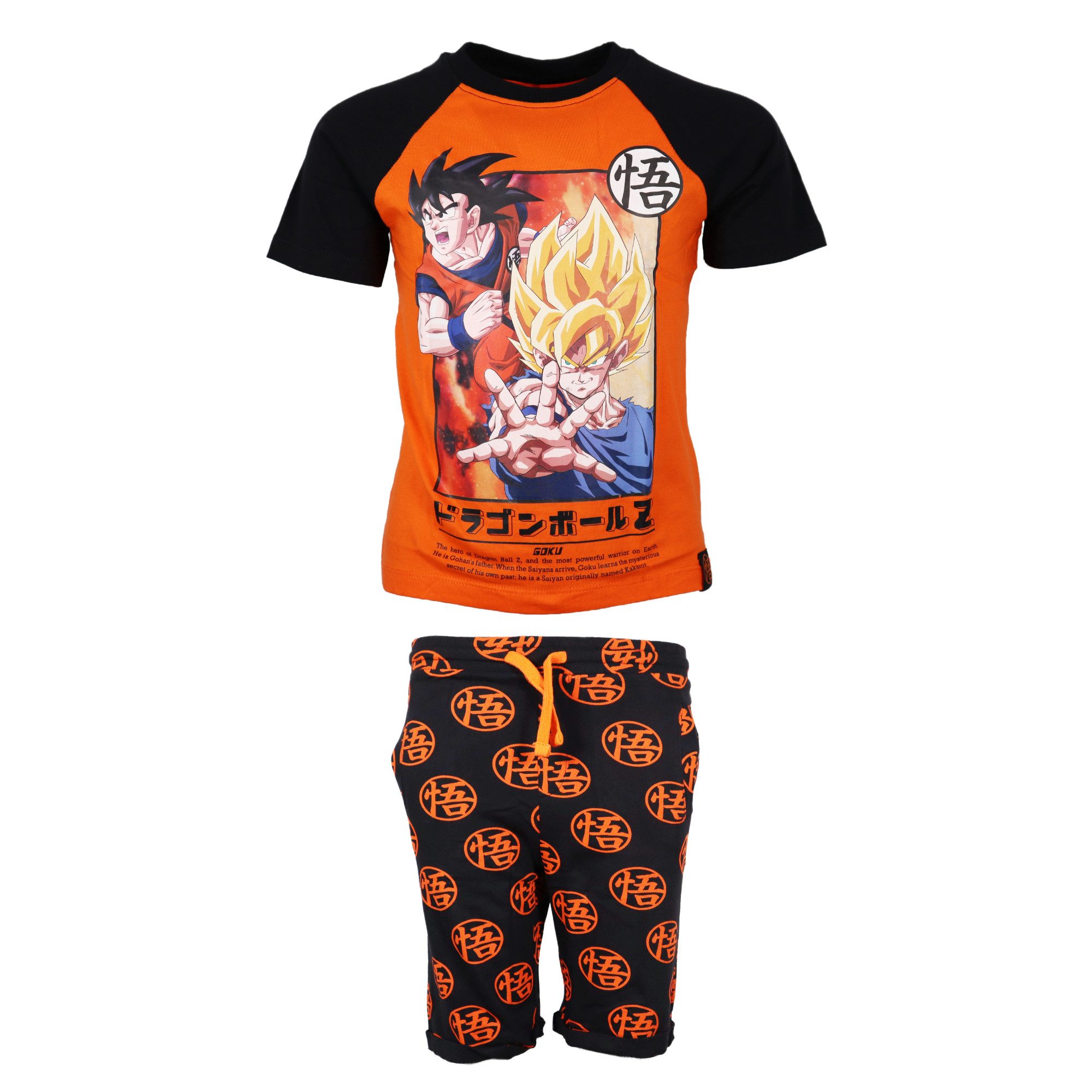 Dragon Ball Print-Shirt Anime Dragon Ball Z Goku Jungen Sommerset Shorts plus T-Shirt Gr. 122 bis 152, 100% Baumwolle