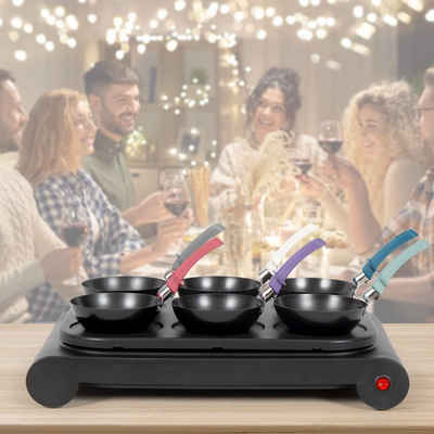 bmf-versand Fondue Mini Wok Set Raclette 6 Personen Tischgrill Elektro Crepes Maker