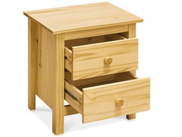 Moebel-Eins Nachttisch, TOBINO Nachtkommode mit 2 Schubladen, Material Massivholz, Kiefer
