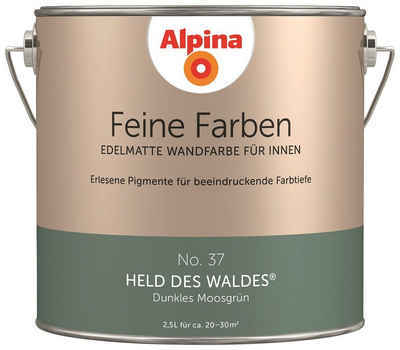 Alpina Wand- und Deckenfarbe Feine Farben No. 37 Held des Waldes, Dunkles Moosgrün, edelmatt, 2,5 Liter