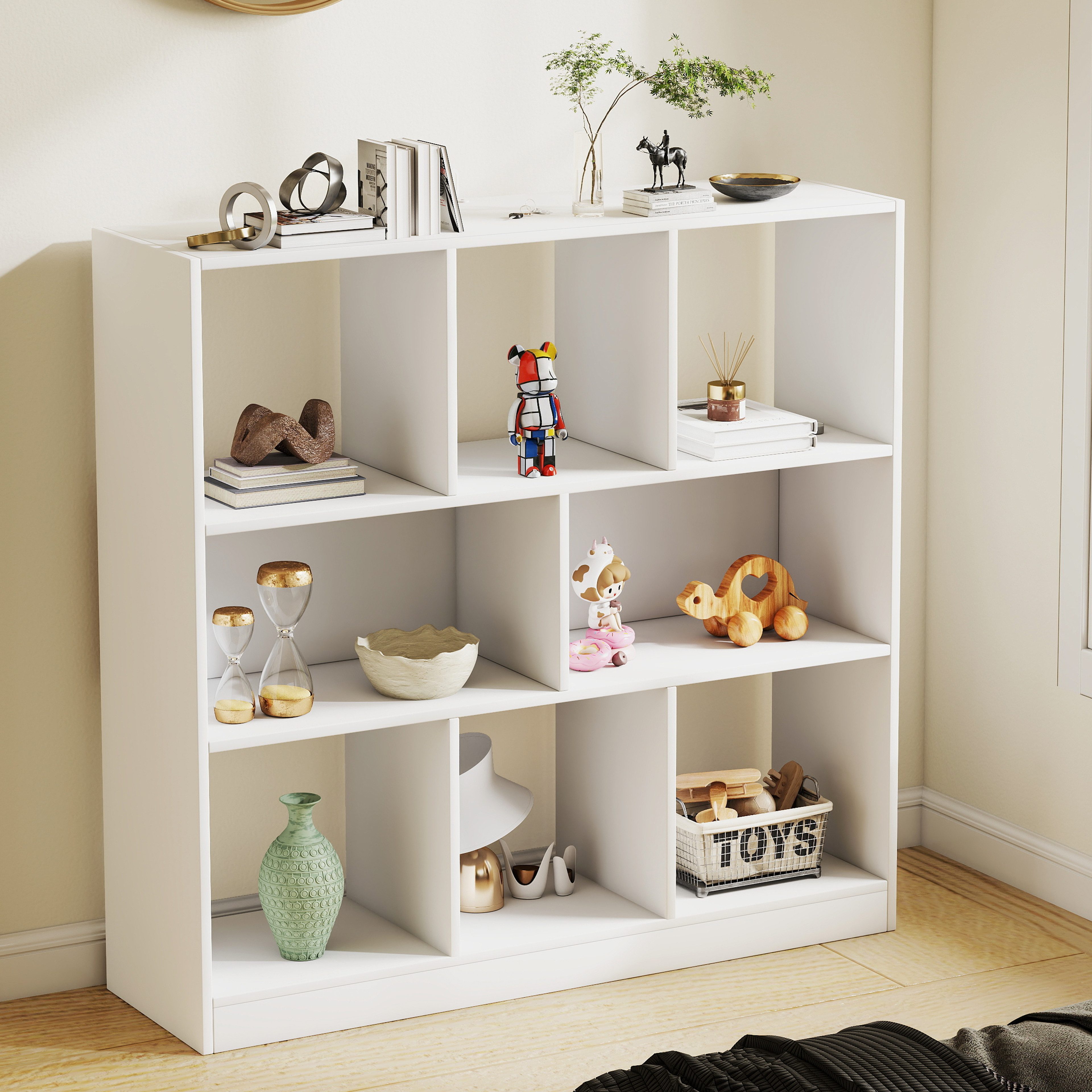 oyajia Bücherregal Bücherschrank mit 8 Fächern Aktenregal, Bücherregal, 100 x 30 x 100 cm, für Wohnzimmer, Arbeitszimmer, Büro