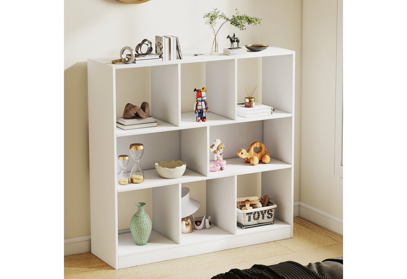 oyajia Bücherregal Bücherschrank mit 8 Fächern Aktenregal, Bücherregal, 100 x 30 x 100 cm, für Wohnzimmer, Arbeitszimmer, Büro