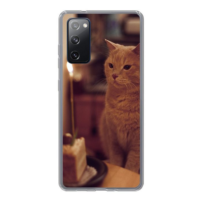 MuchoWow Handyhülle Katze - Geburtstag - Kerze Phone Case Handyhülle Samsung Galaxy S20 FE Silikon Schutzhülle